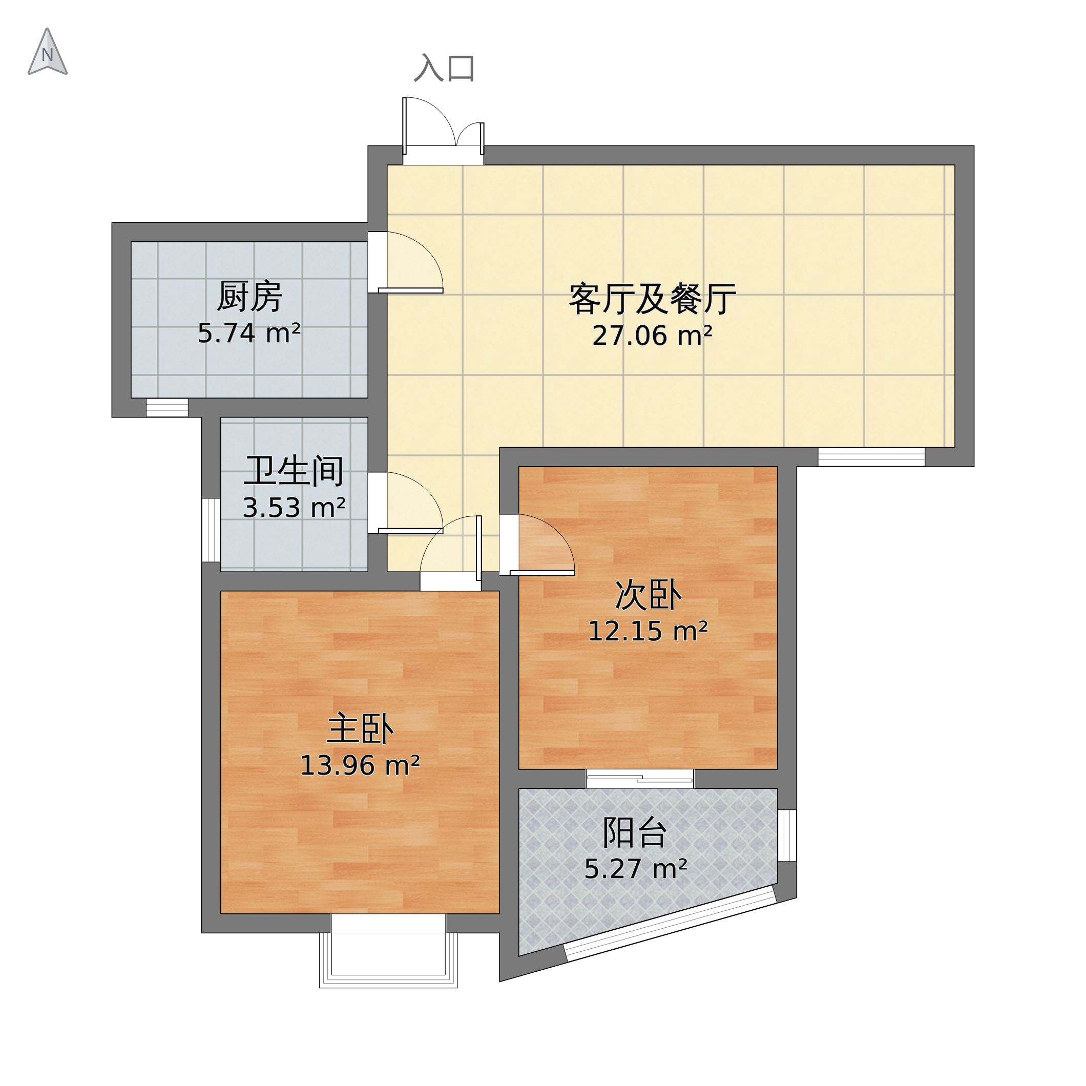 长治 潞安.颐龙湾 户型详情  建筑面积:87.00 套内面积:77.