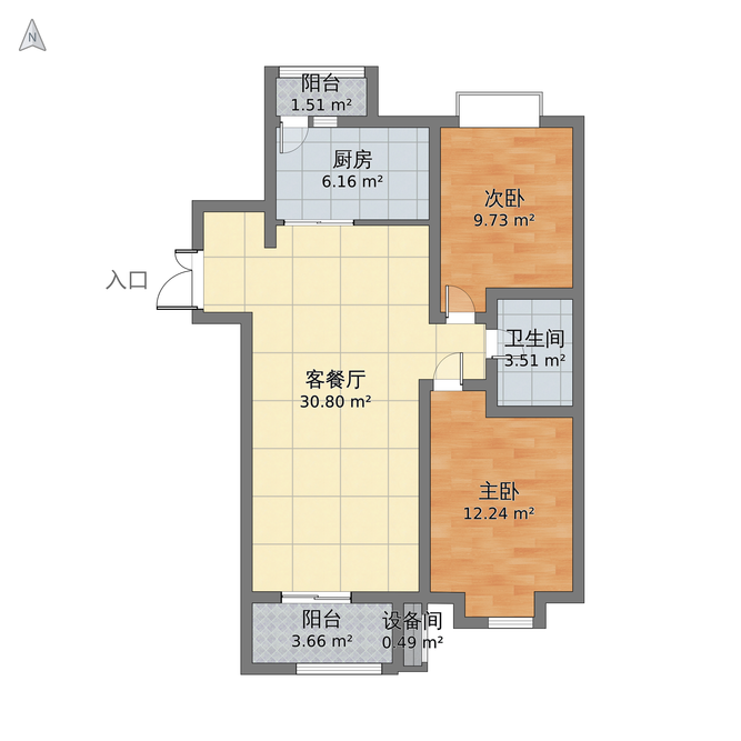 田园风格两室一厅装修设计图