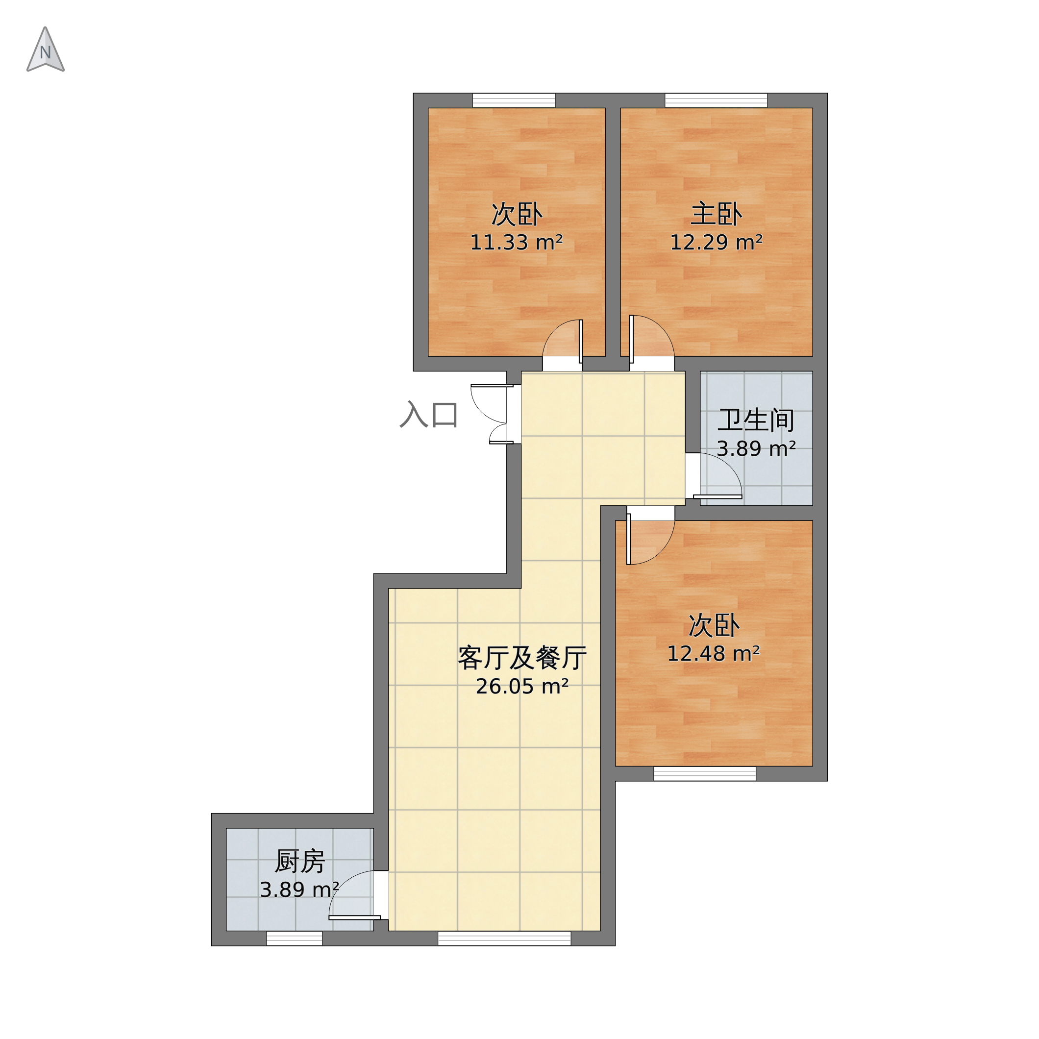 山西省长治市城区 世纪嘉园2室2厅2卫 101m05-v2户型图 小区户型