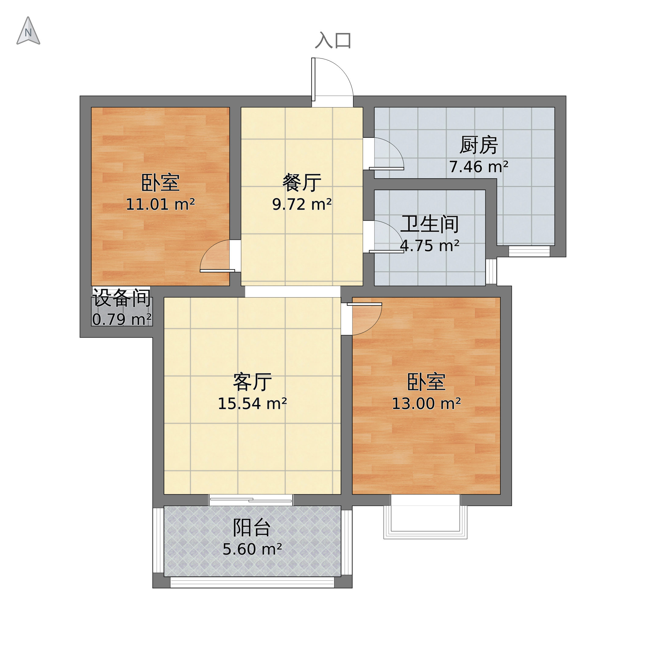 安徽省阜阳市颍州区 文锦华庭2室2厅1卫 96m05-v2户型图 - 小区户型