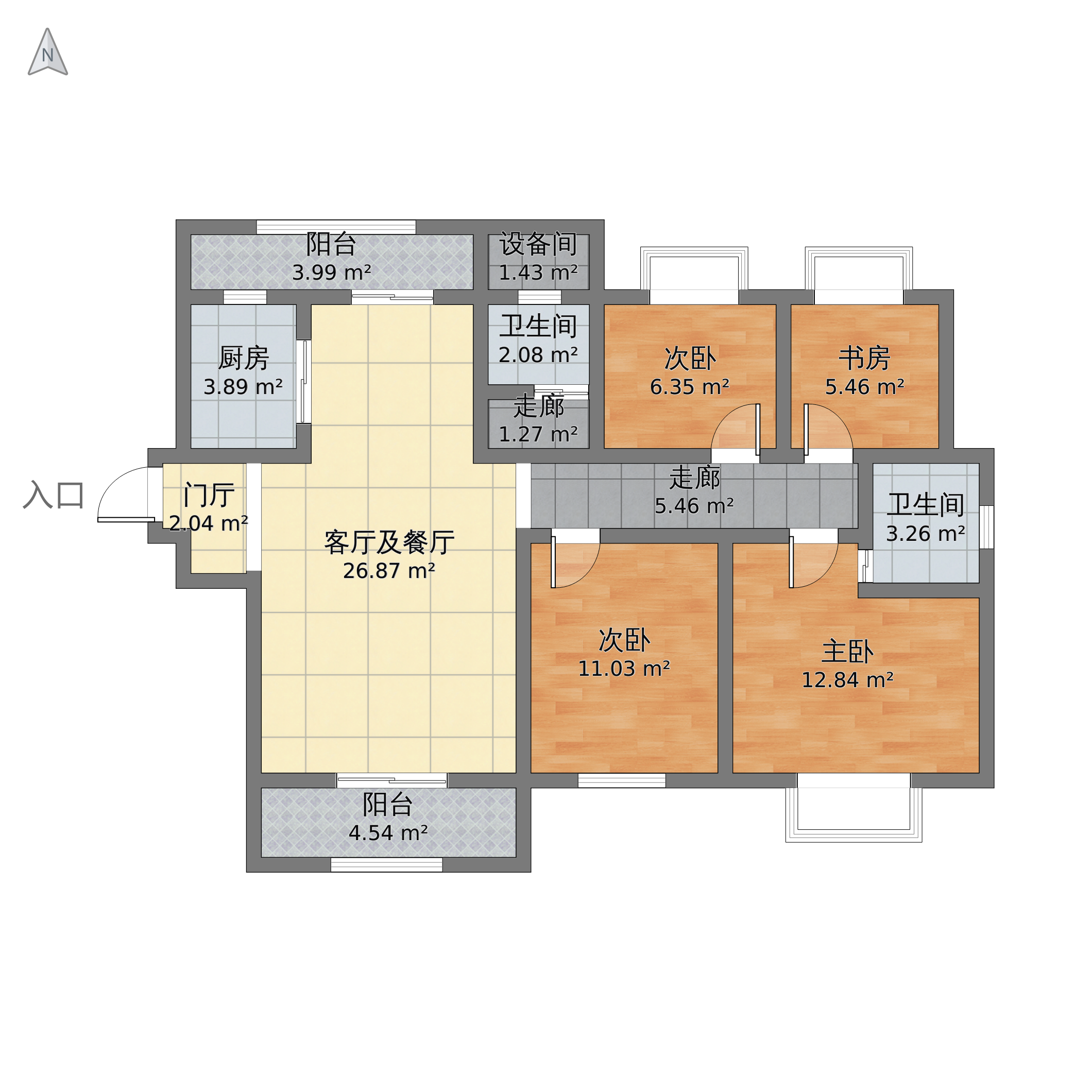 长沙 金茂湾 户型详情  建筑面积:143.00 套内面积:108.