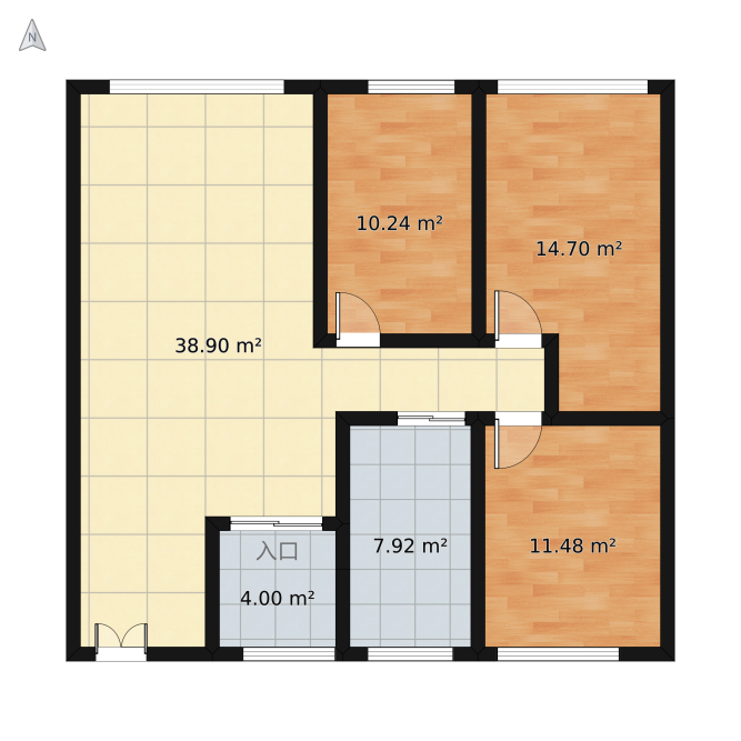98平现代三居 - 现代风格三室两厅装修效果图 - robin