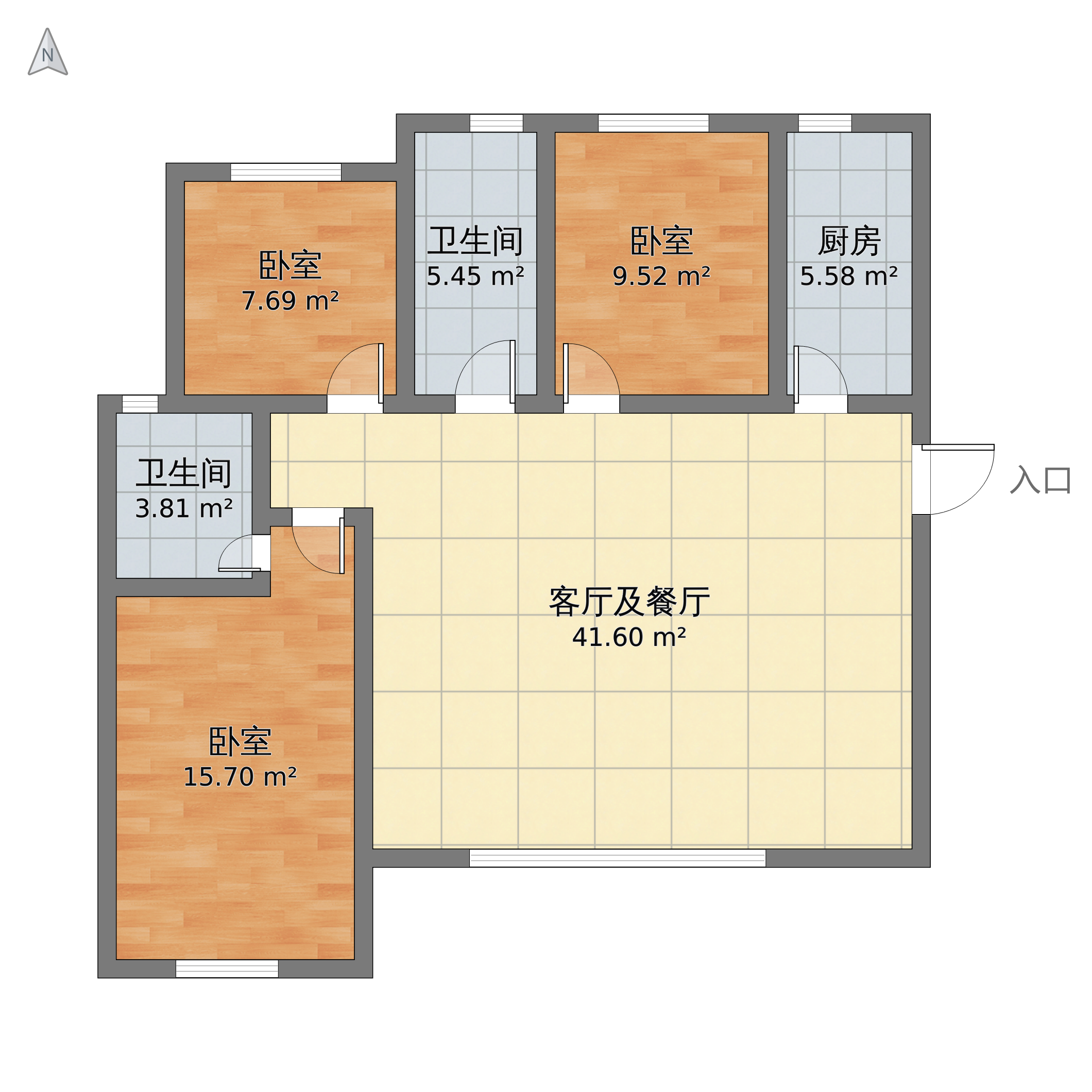 山西省大同市城区 御龙庭二期3室2厅2卫 111m05-v2户型图 小区