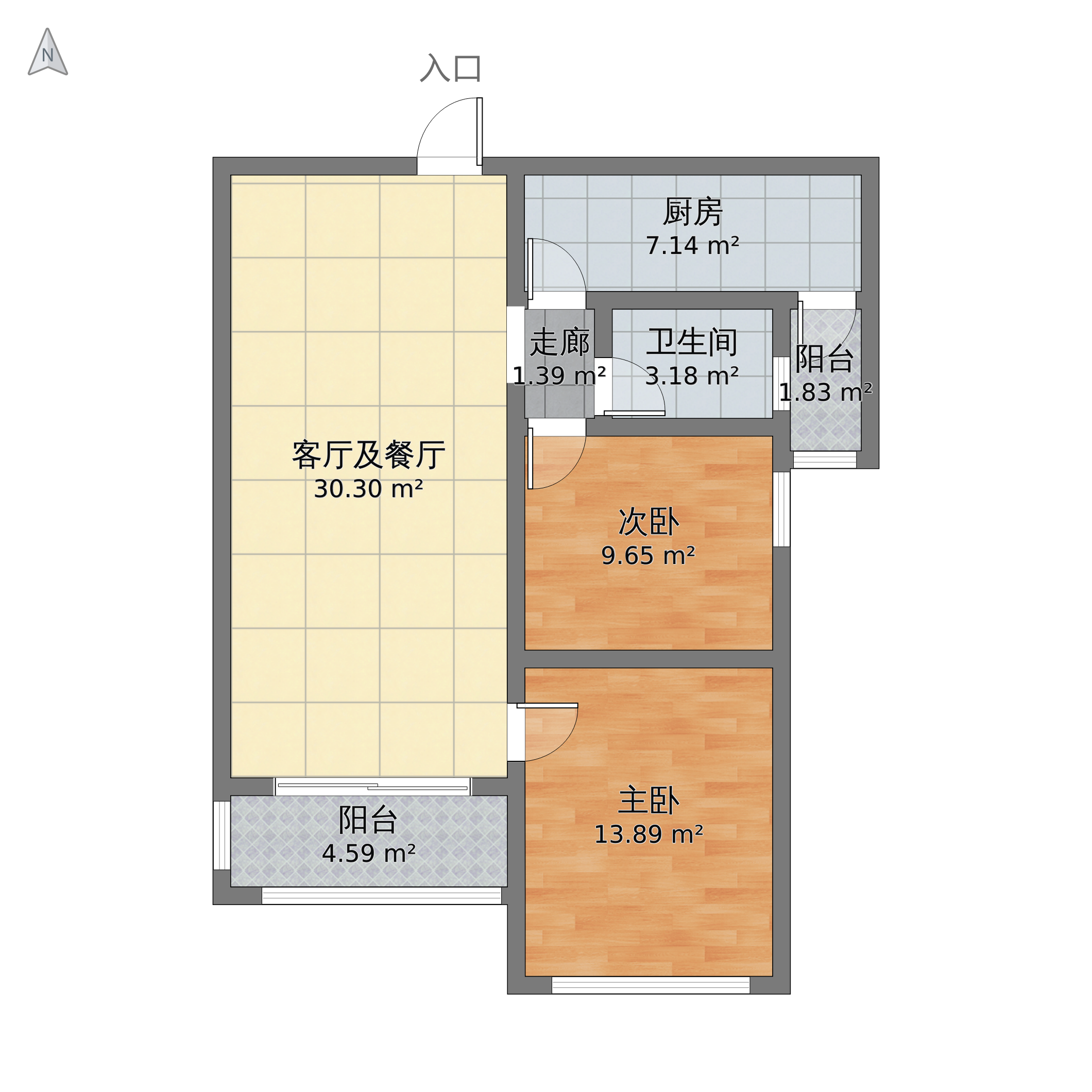 内蒙古省包头市青山区 翡丽湾2室2厅1卫 104m05-v2户型图 小区