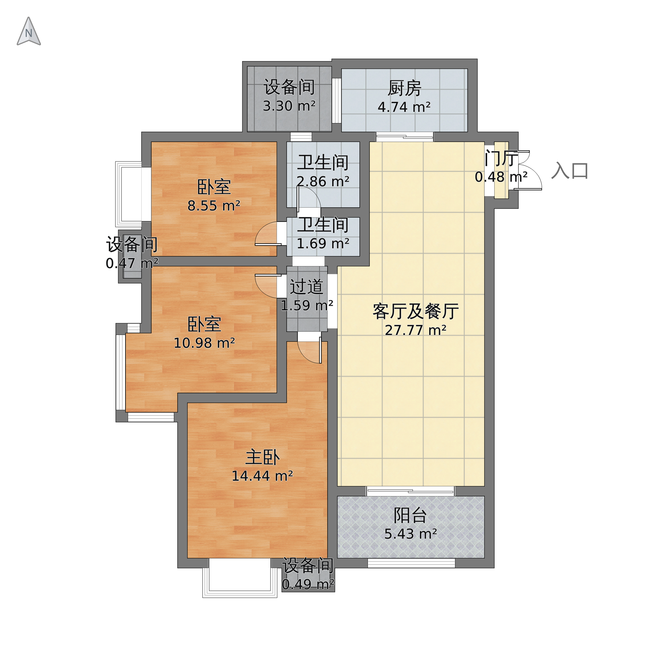 河南省洛阳市瀍河区君河湾3室2厅1卫113平米-v2户型图 - 小区户型图