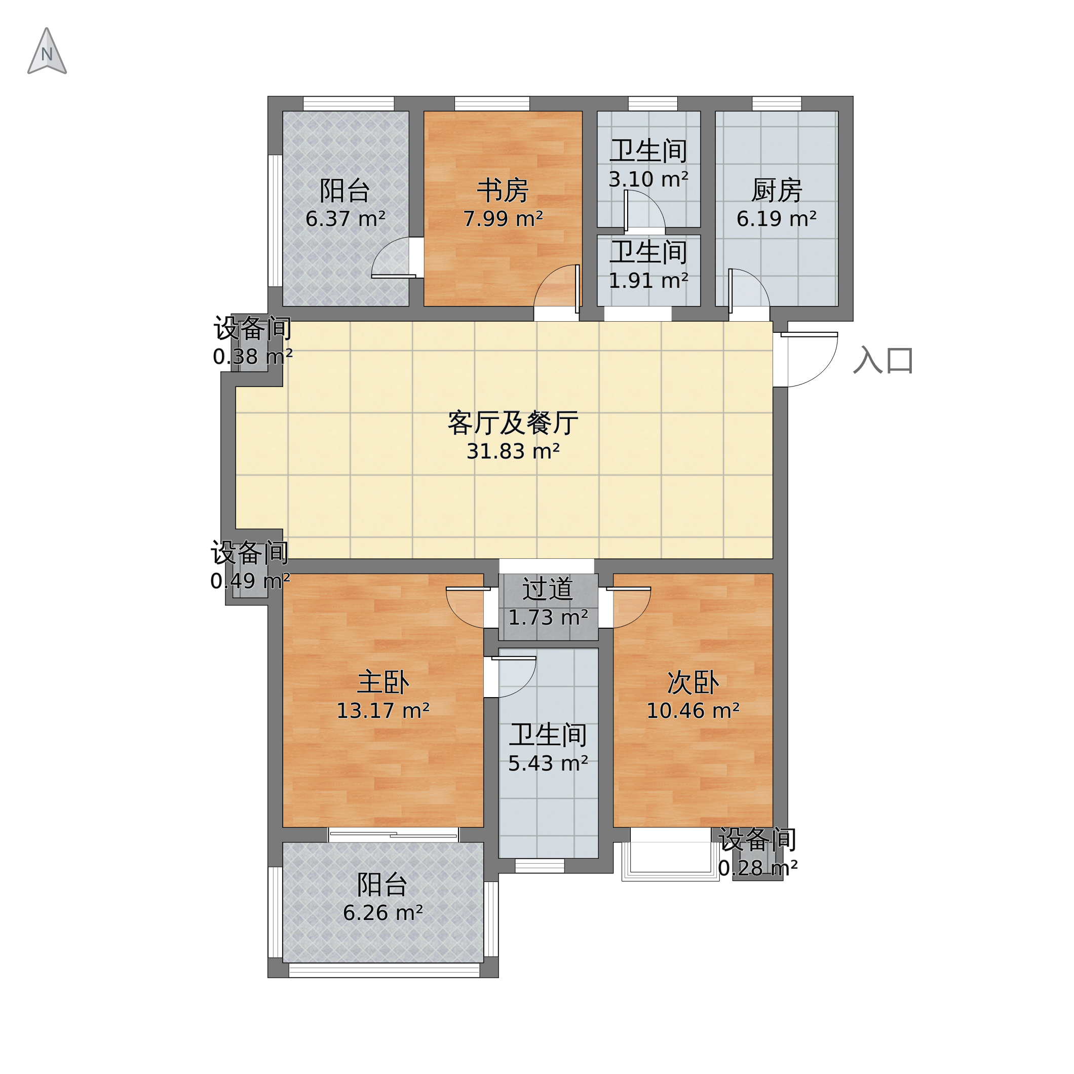 河北省衡水市桃城区 东方太阳城3室2厅2卫 134m05-v2户型图 小区