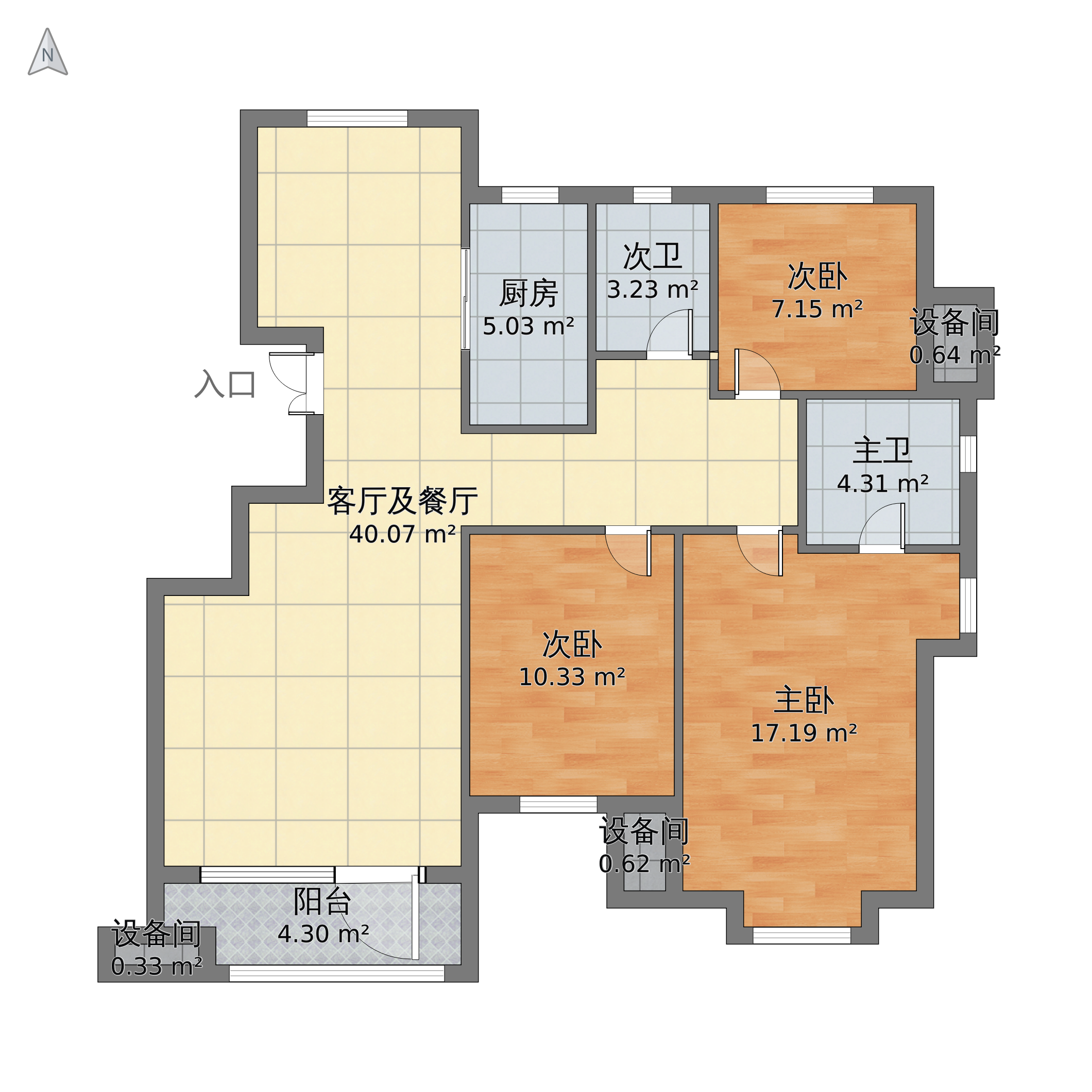 河北省沧州市吴桥区 恒盛郡府3室2厅2卫 138m05-v2户型图 - 小区