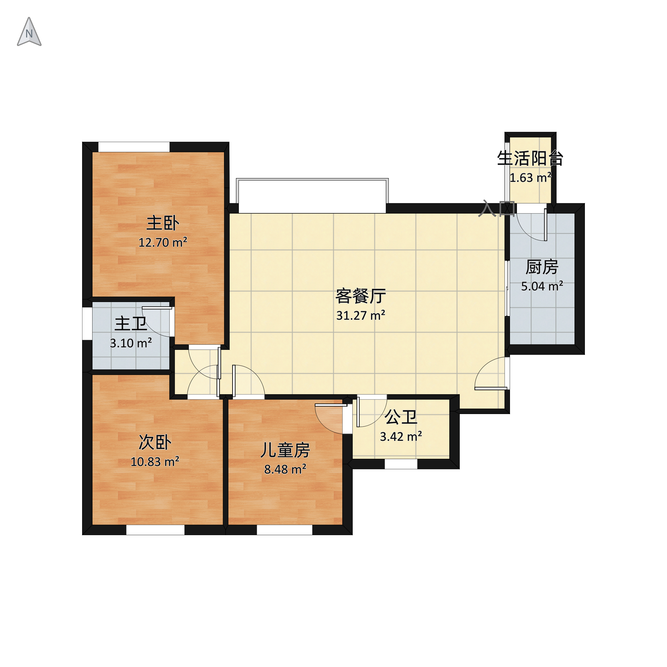 璟瑞府88平方2 现代风格三室两厅装修效果图 jdjj四川眉山店设计