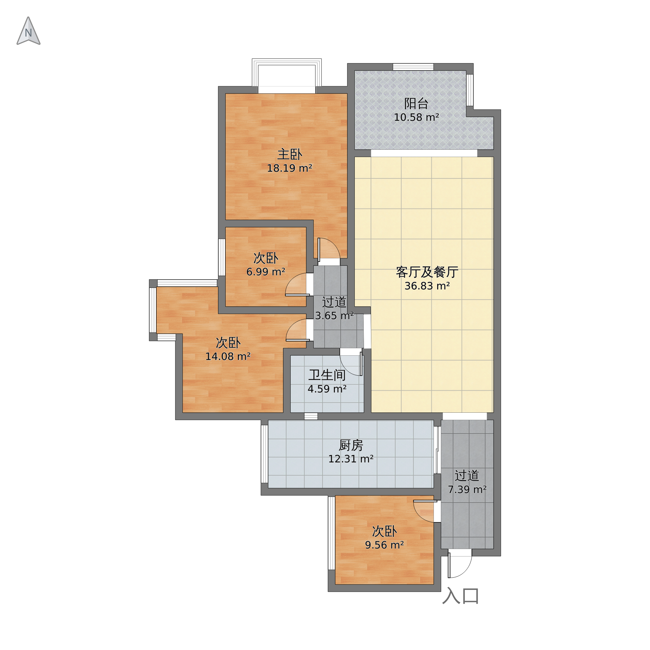 四川省泸州市龙马潭区 美和江城国际4室2厅1卫 166m05-v2户型图