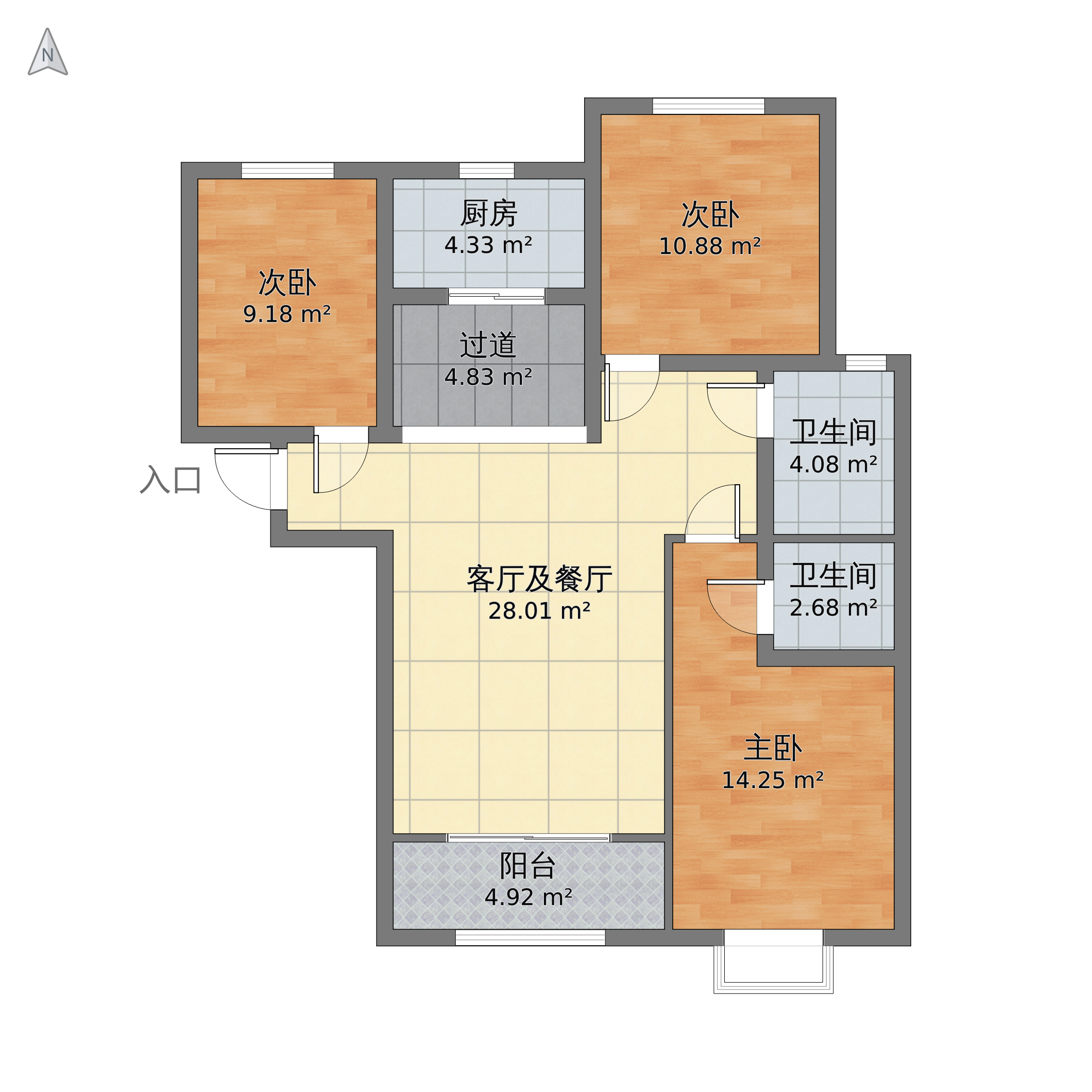 河北省衡水市桃城区 东方太阳城3室2厅2卫 117m05-v2户型图 小区