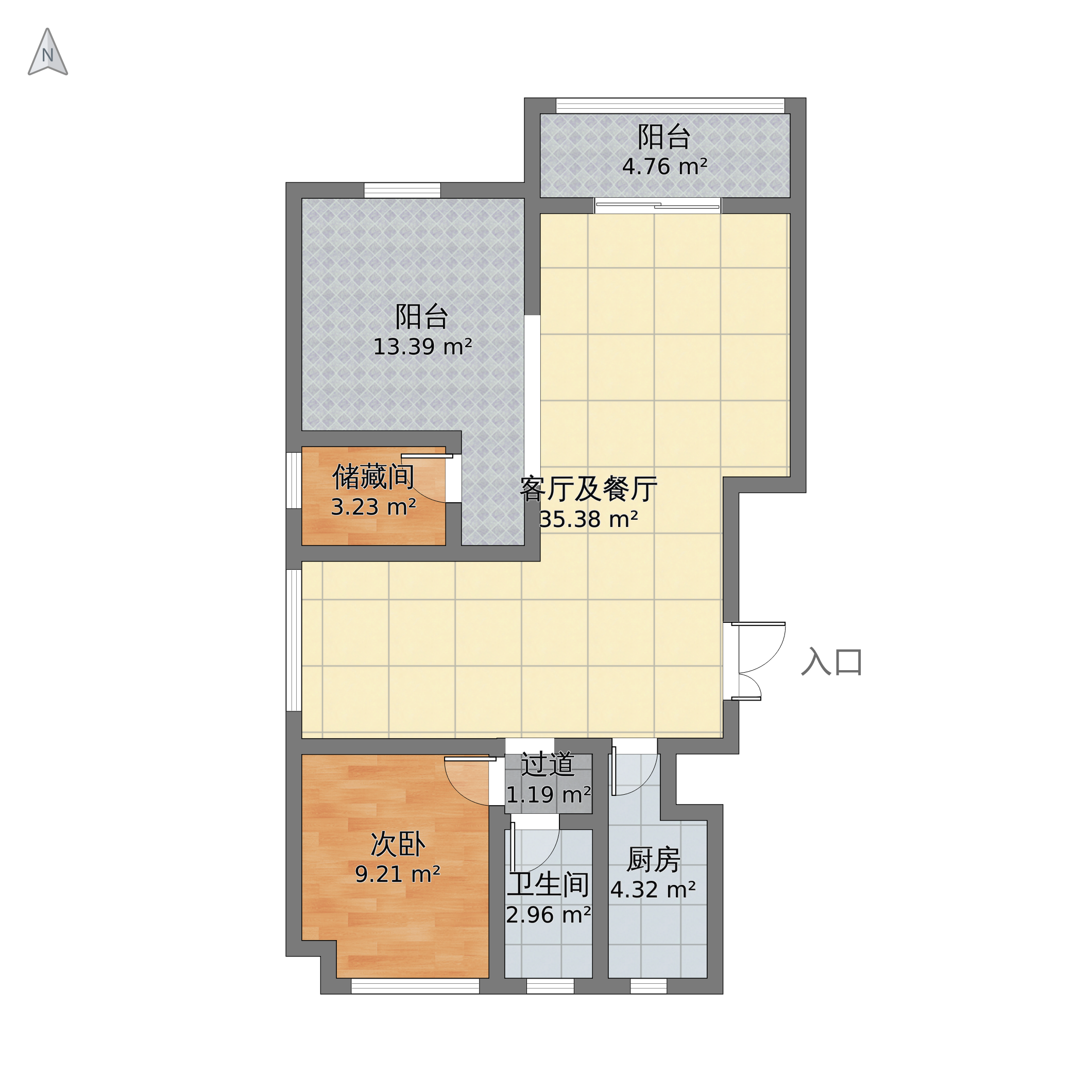 湖南省益阳市赫山区 滨江花园1室2厅1卫 106m05-v2户型图 - 小区