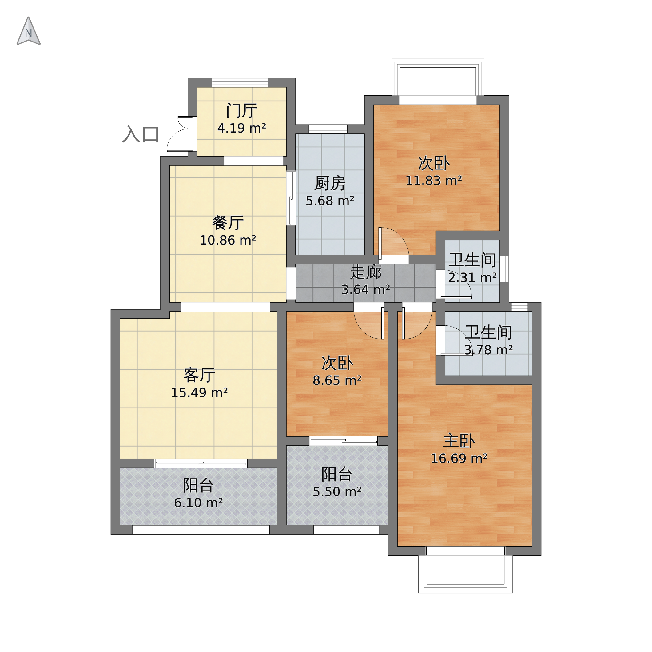 重庆市丰都区 龙城华府3室2厅2卫 126m05-v2户型图 小区户型图