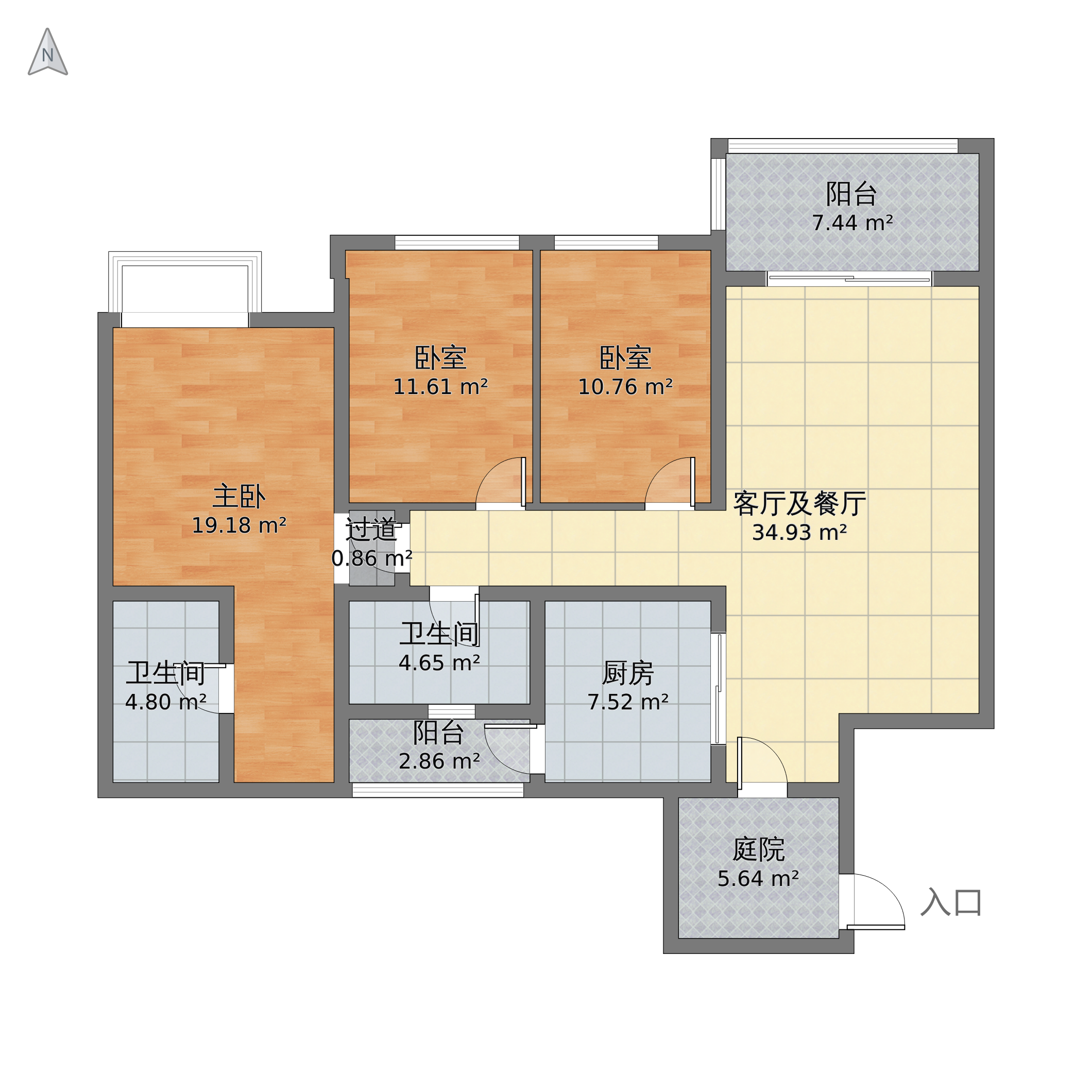 四川省广元市利州区 澳门湾3室2厅2卫 121m05-v2户型图 小区户型