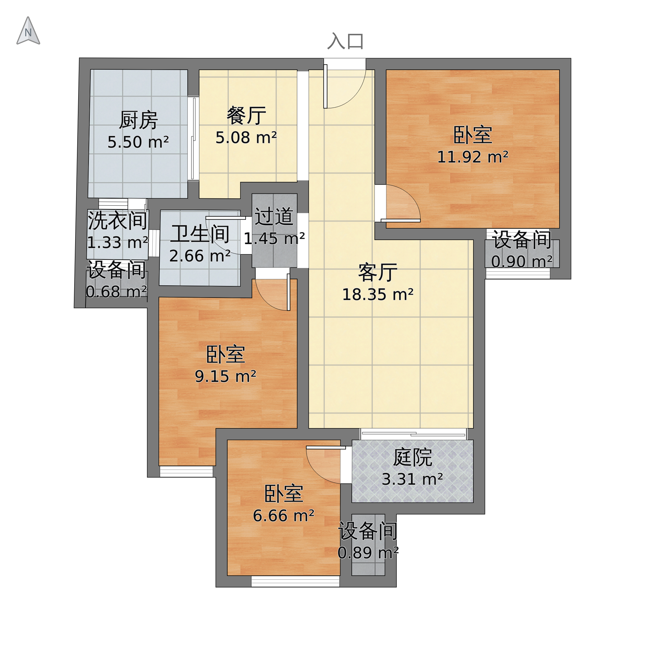 重庆市涪陵区 泽胜温泉城3室2厅1卫 90m05-v2户型图