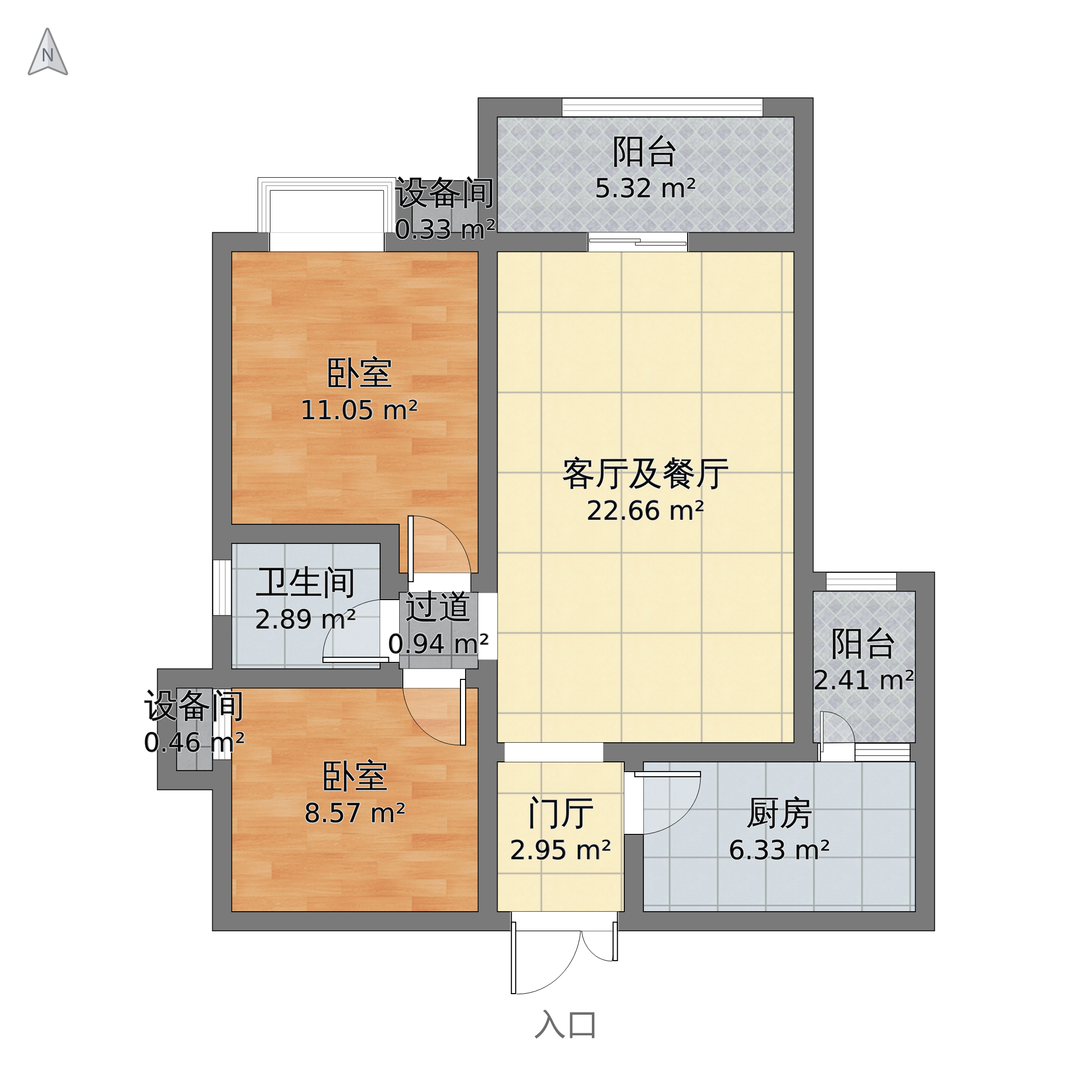 鹤翔豪苑2室1厅1卫 118m05
