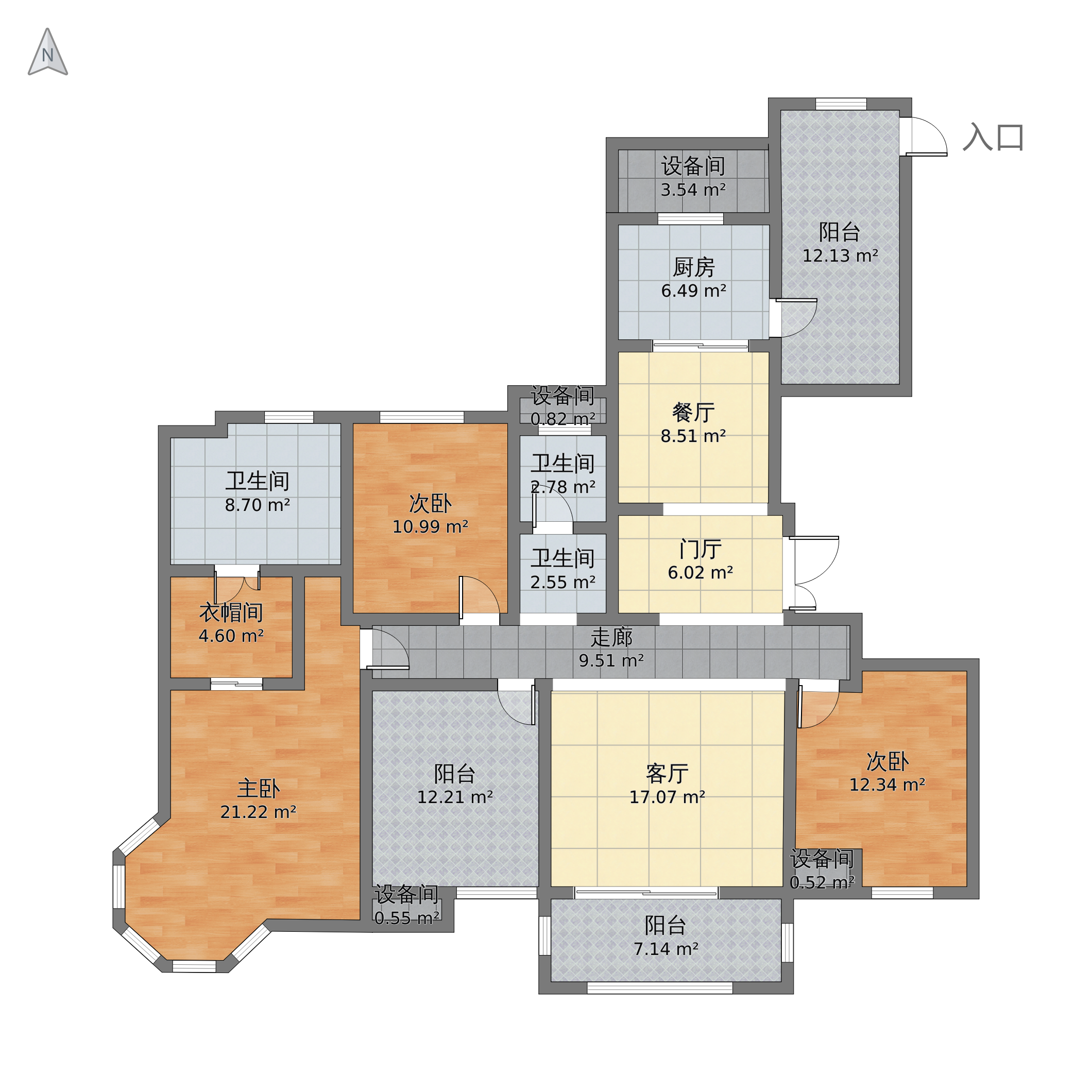 河南省开封市龙亭区 郑开橄榄城3室1厅1卫 173m05-v2户型图 - 小区