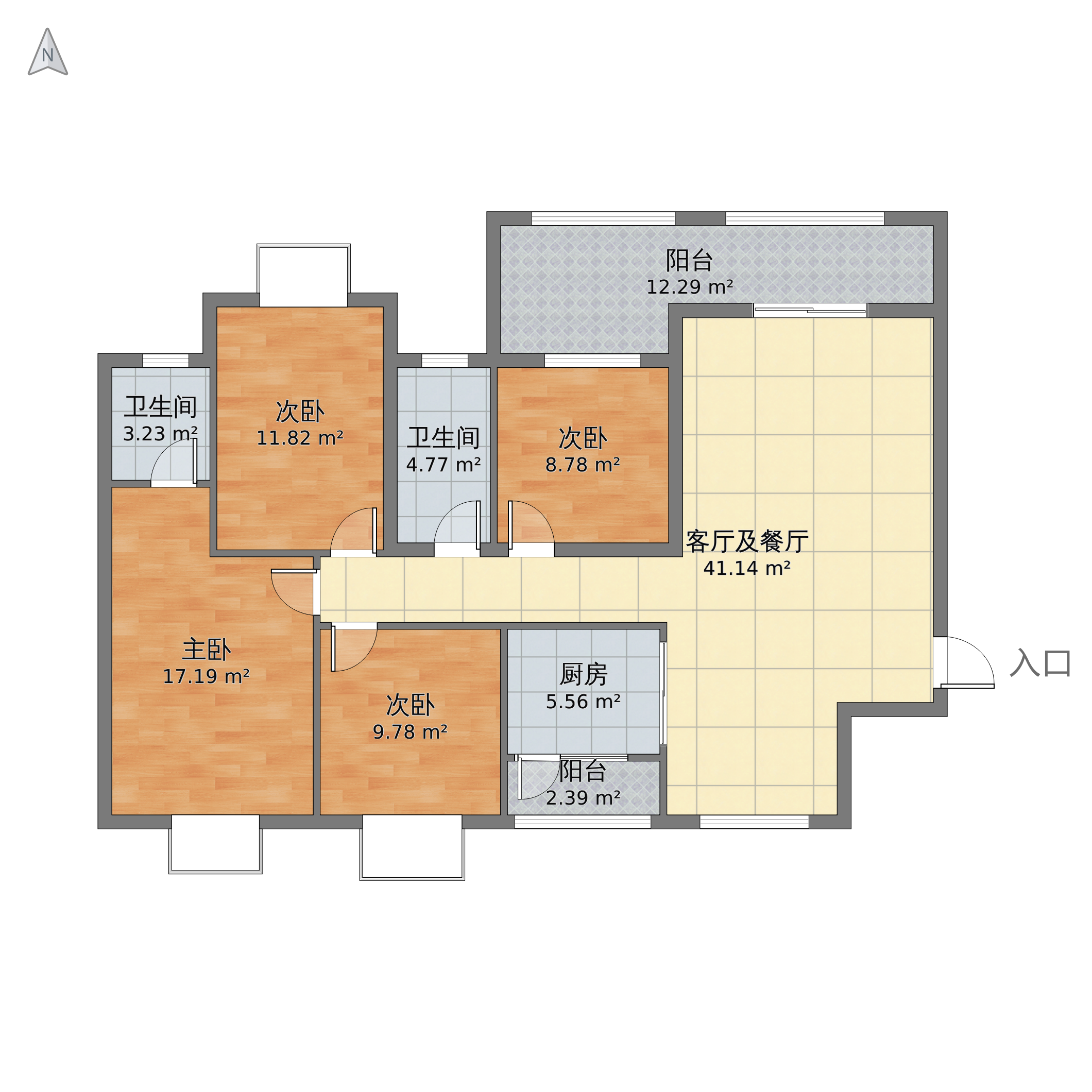 山西省运城市盐湖区 禹香苑6号楼3室2厅1卫 155m05-v2户型图 小区