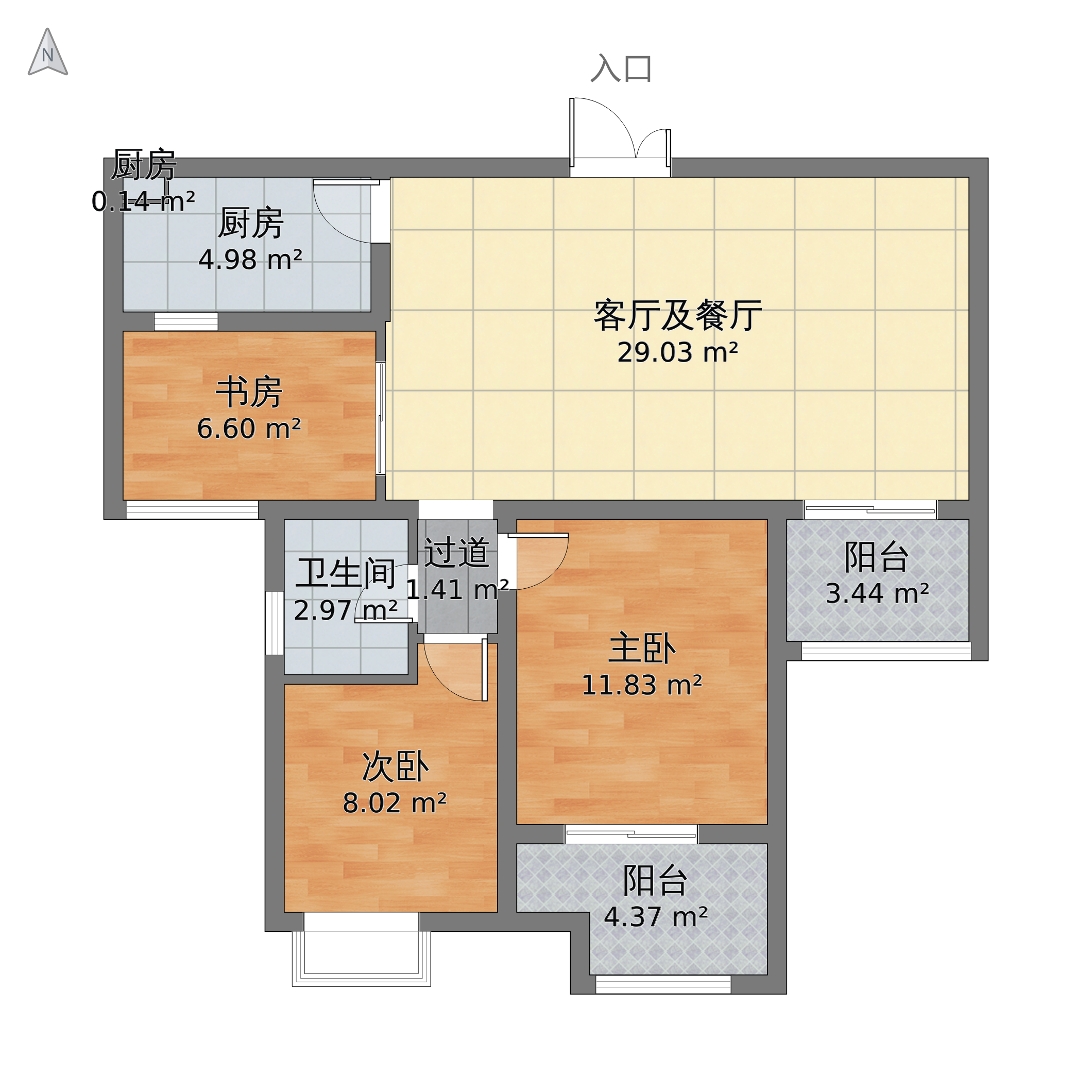 洛阳 建业龙城 户型详情 建筑面积:98.00 套内面积:84.