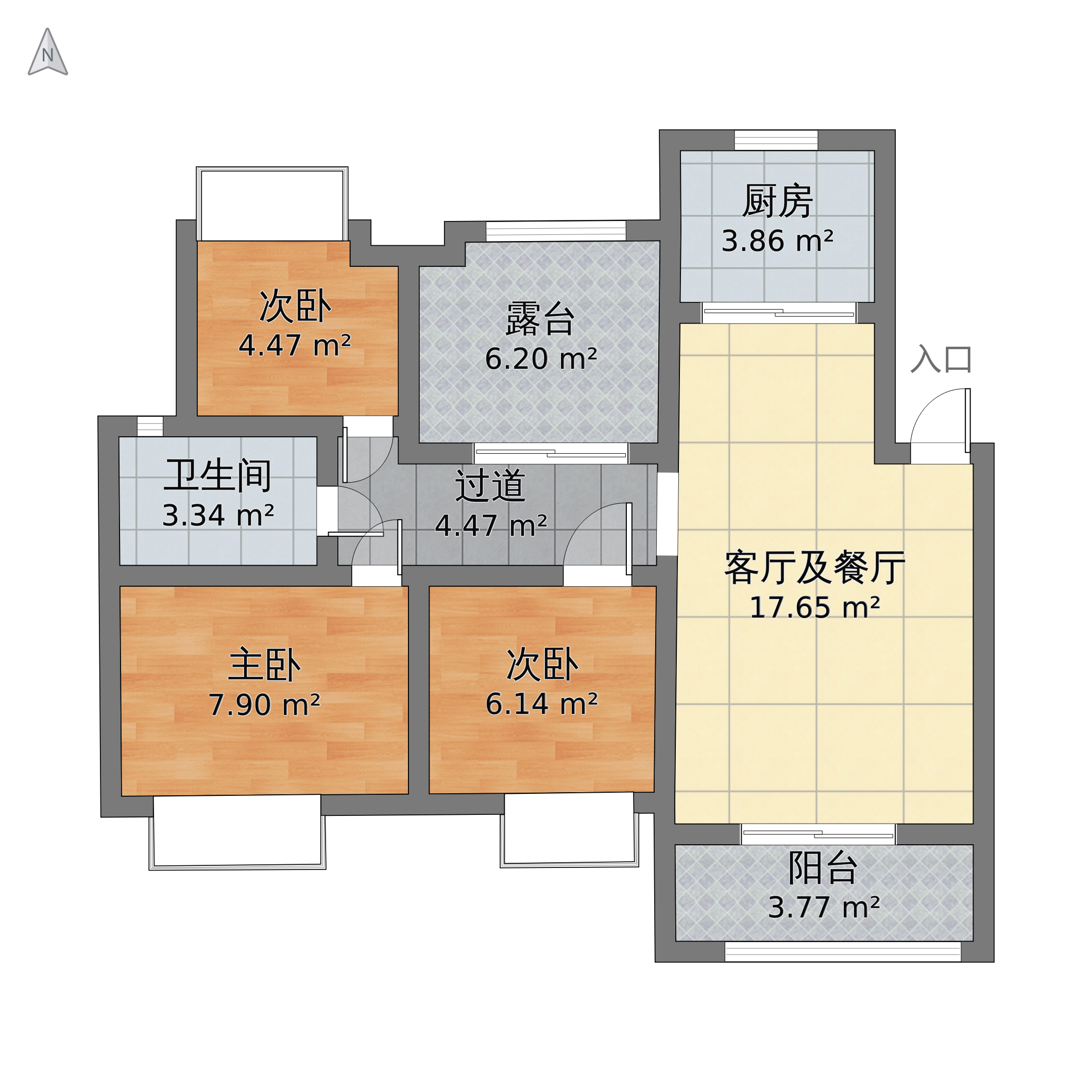 安徽省宿州市埇桥区 名宿华府3室2厅1卫 102m05-v2户型图 小区