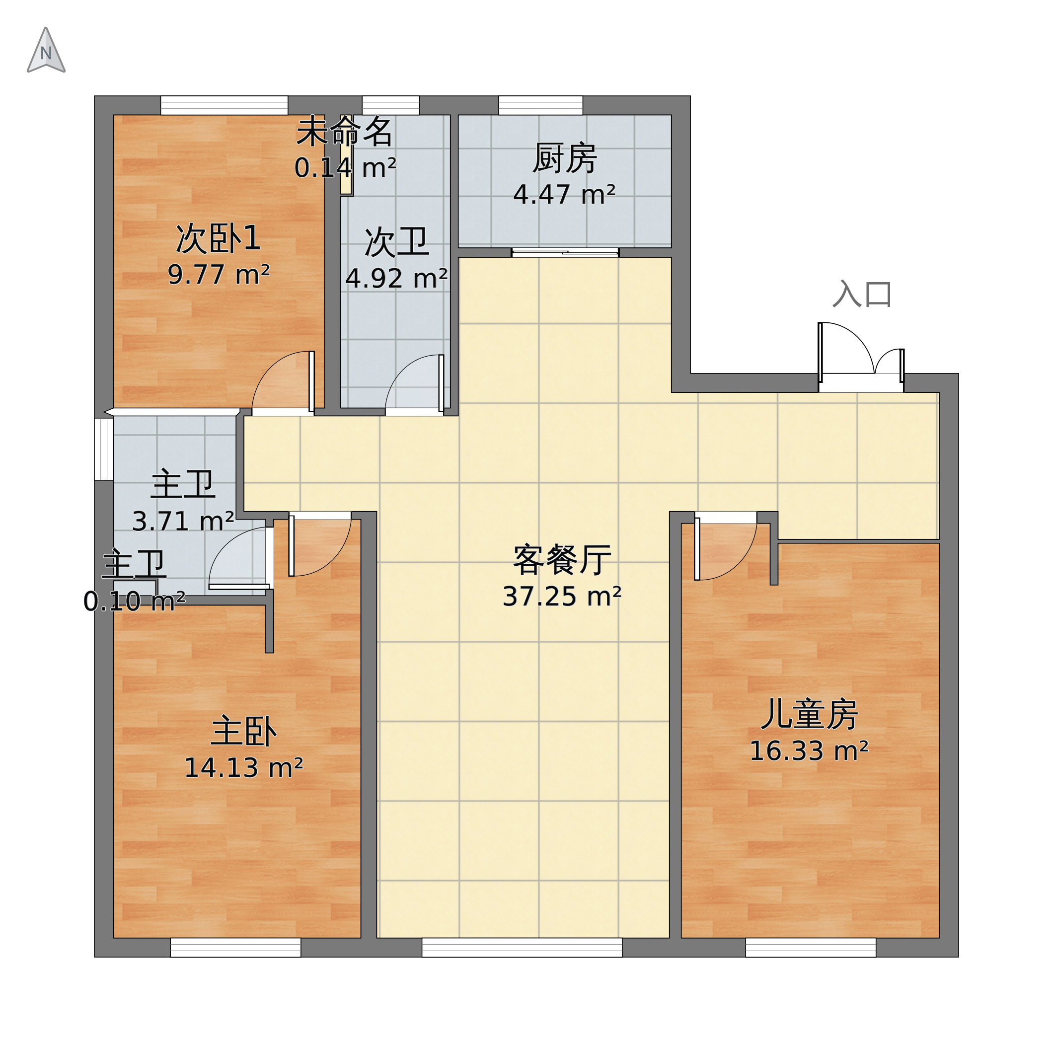 此效果图是由专业设计师李文文设计的《汇智五洲城三室两厅现代简约