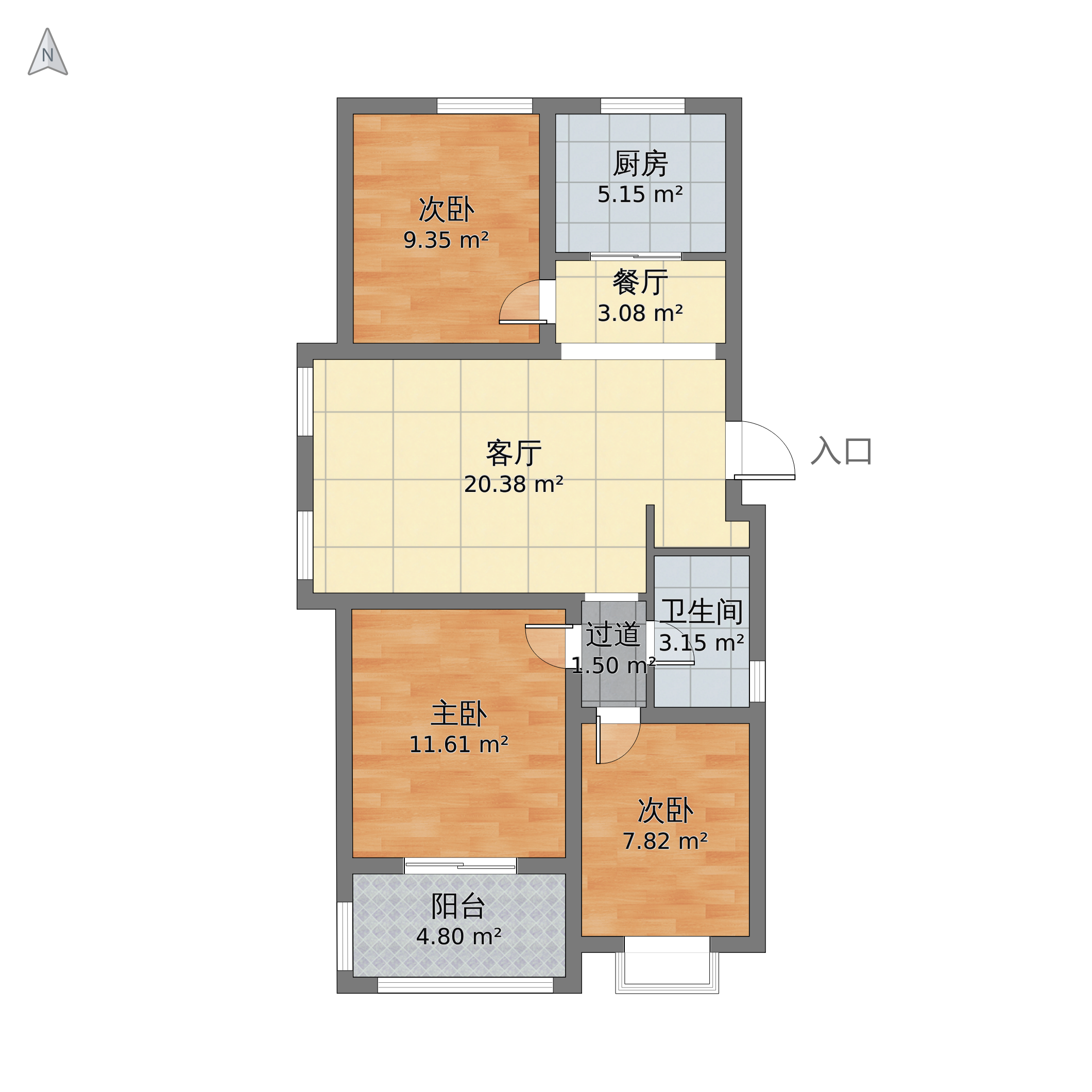 河北省衡水市桃城区 东方太阳城3室2厅1卫 98m05-v2户型图 小区