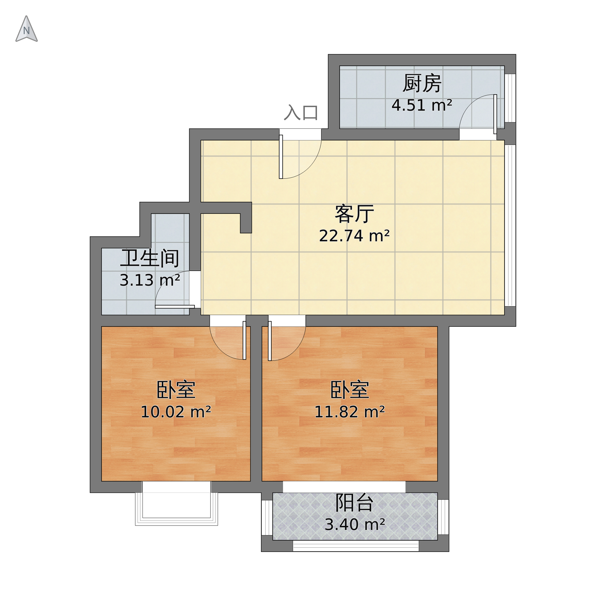 北京市丰台区 银地家园2室1厅1卫 86m05-v2户型图 小区户型图-躺