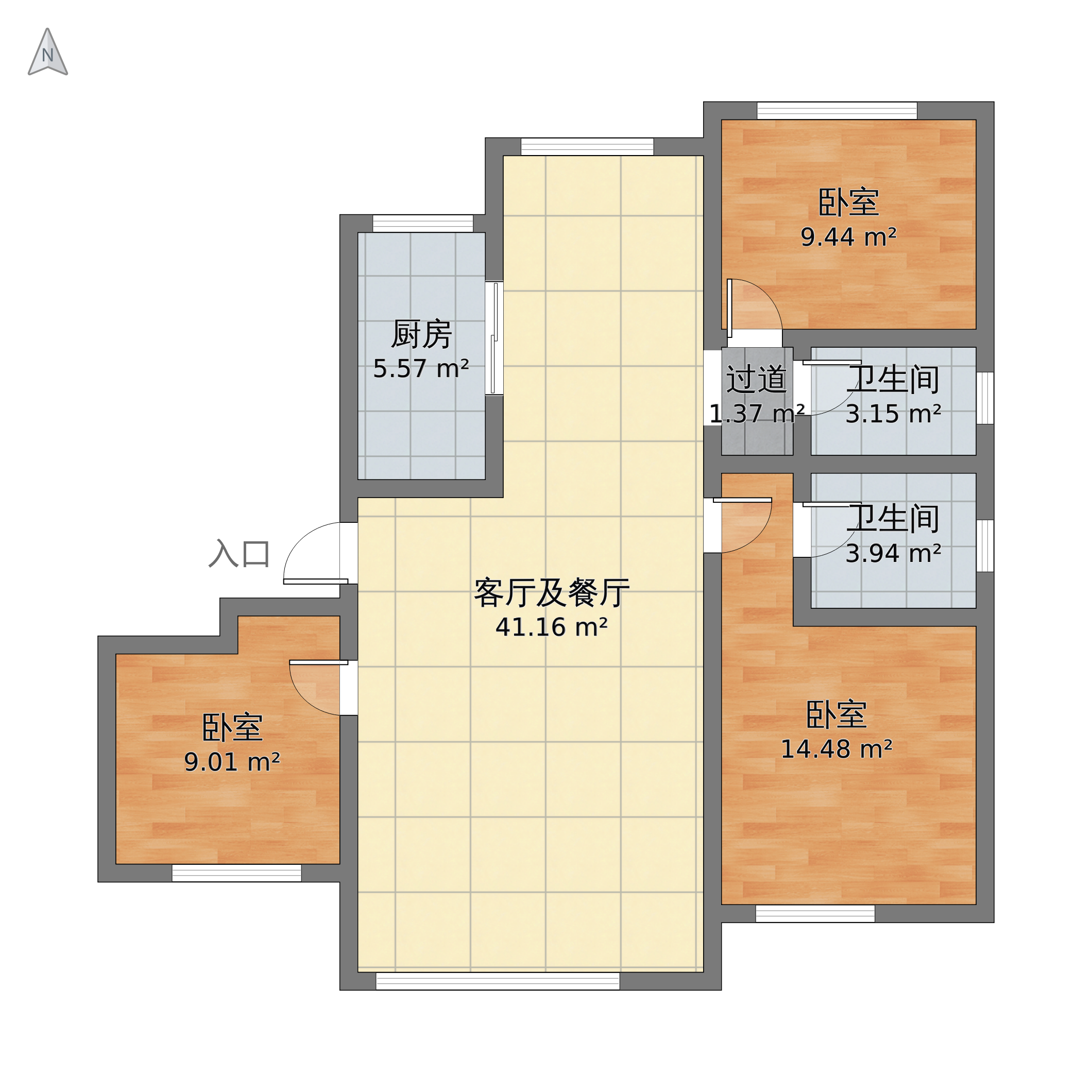 山西省晋中市太谷区 祥盛小区3室2厅2卫 116m05-v2户型图 小区