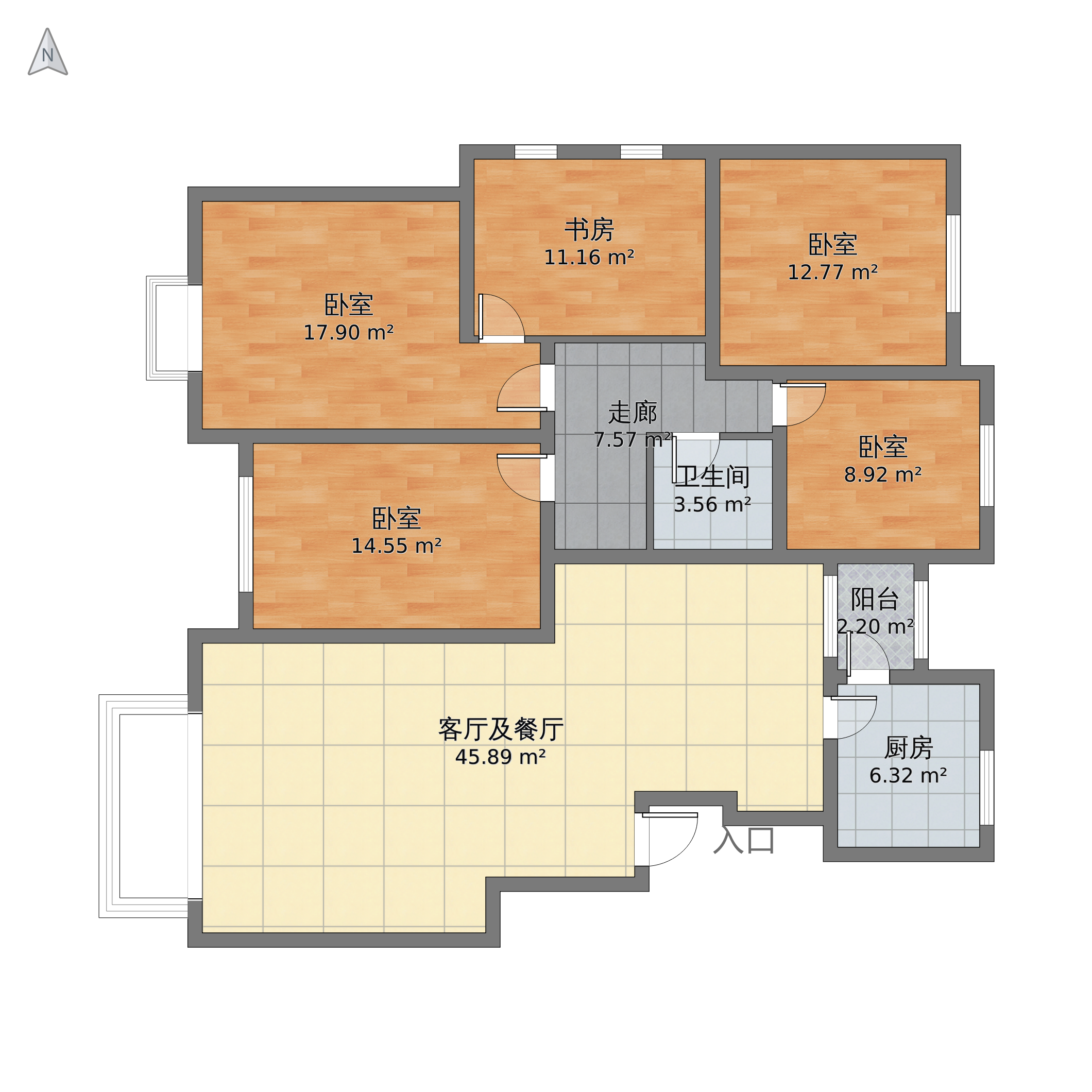 包头 居然青年城 户型详情 建筑面积:168.00 套内面积:147.