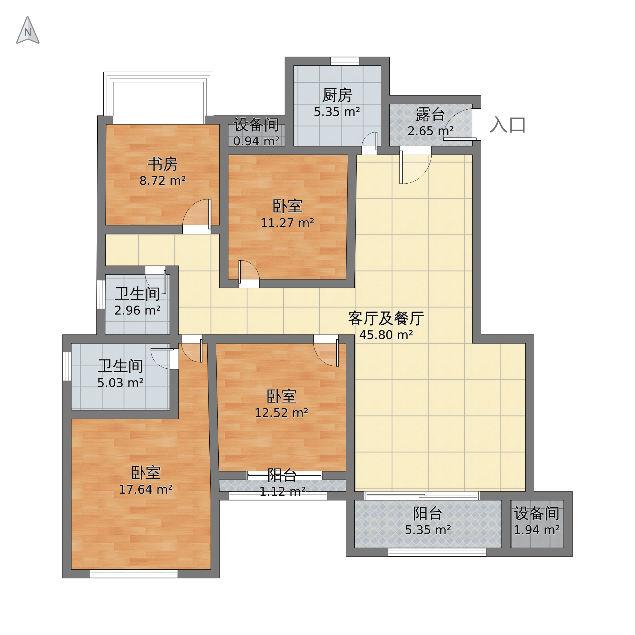 河南省开封市龙亭区 郑开橄榄城3室2厅1卫 140m05-v2户型图 - 小区