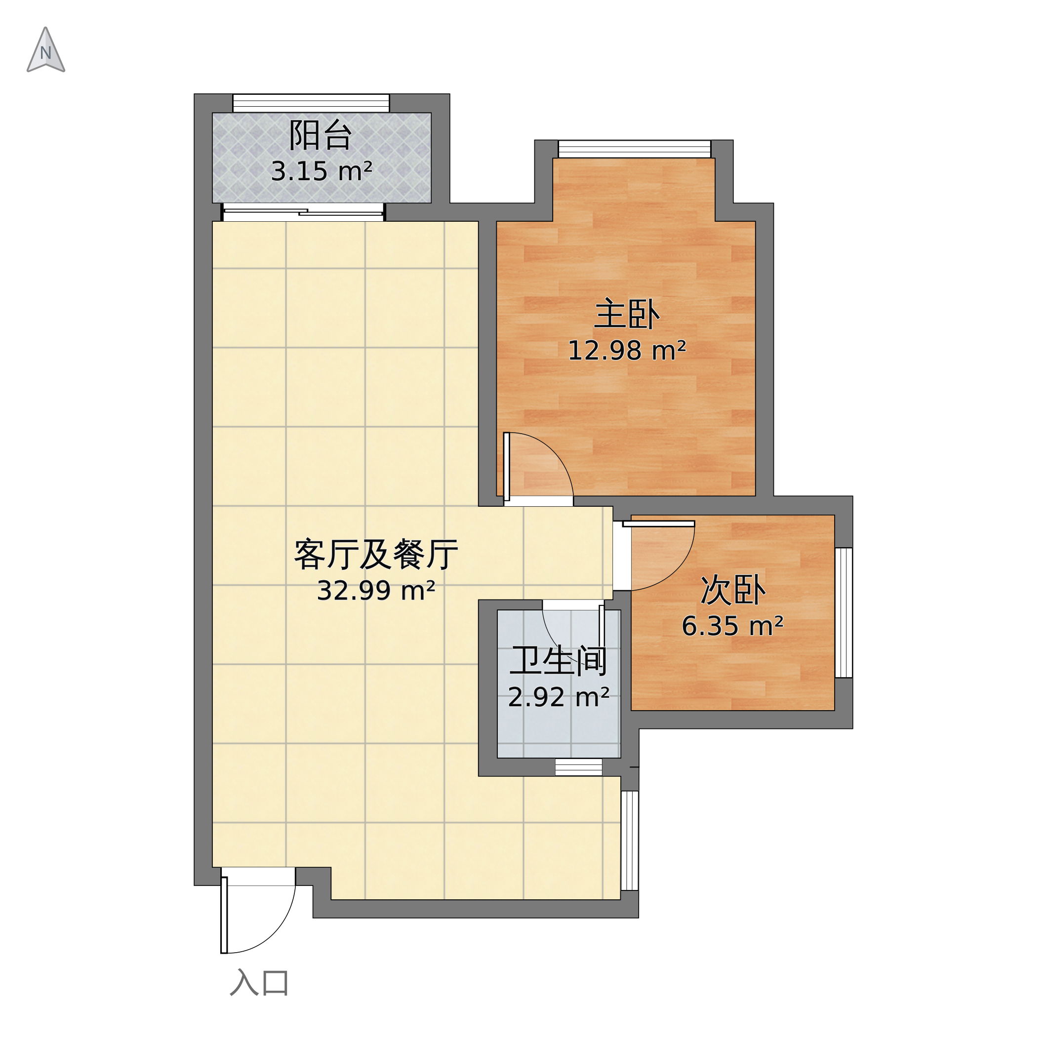 设计图二房一厅图片