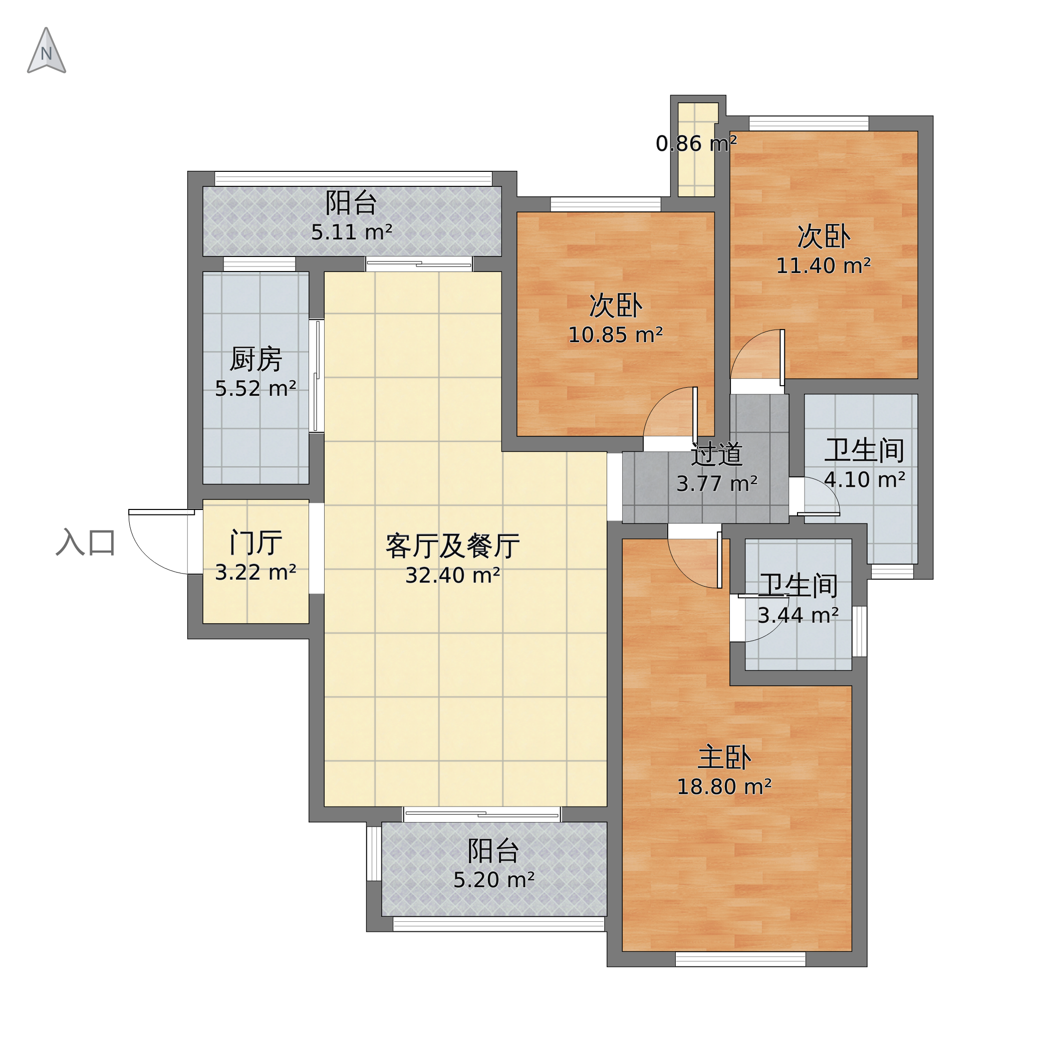 洛阳 建业龙城 户型详情 建筑面积:125.00 套内面积:122.