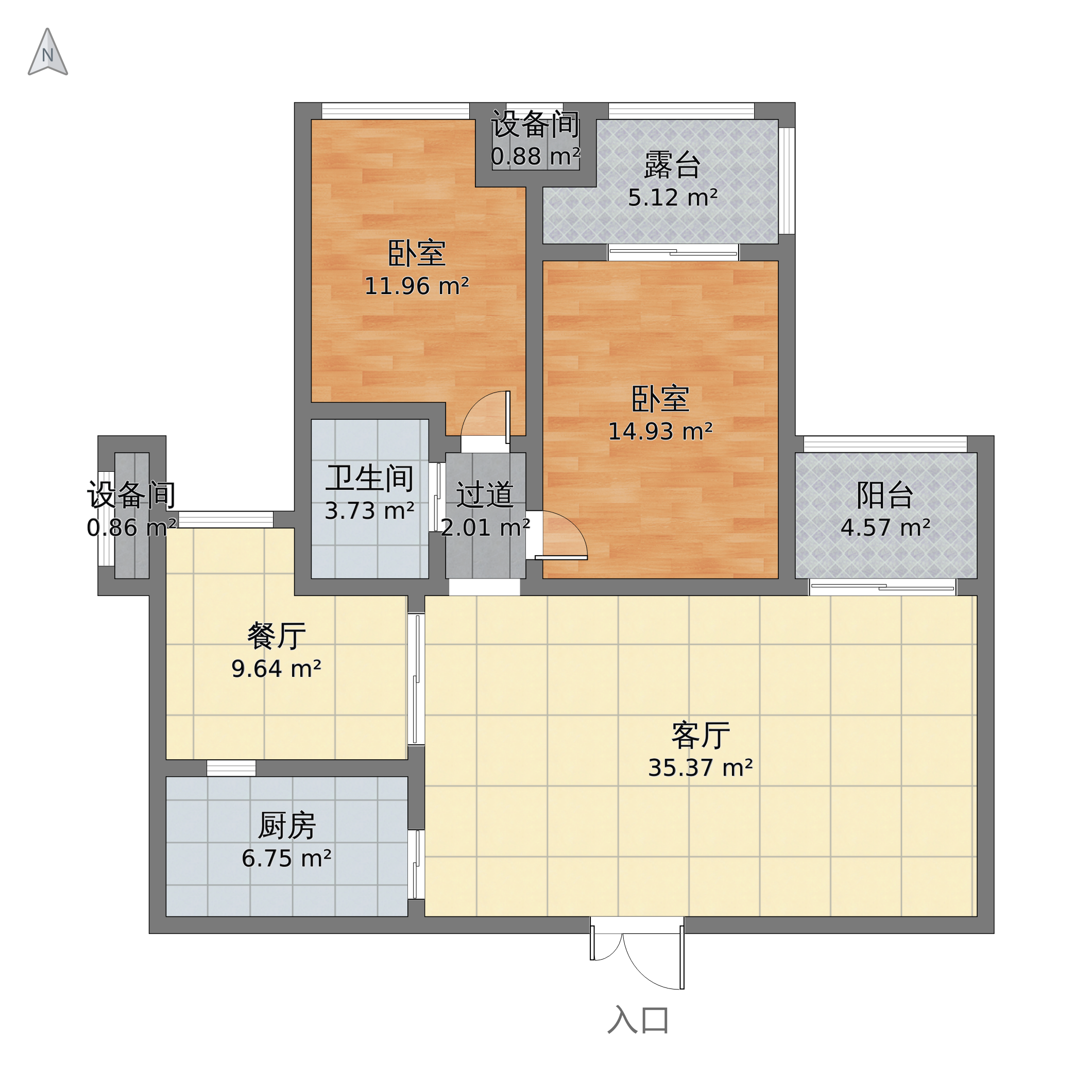 河南省洛阳市洛龙区 建业龙城2室2厅1卫 127m05-v2户型图 - 小区