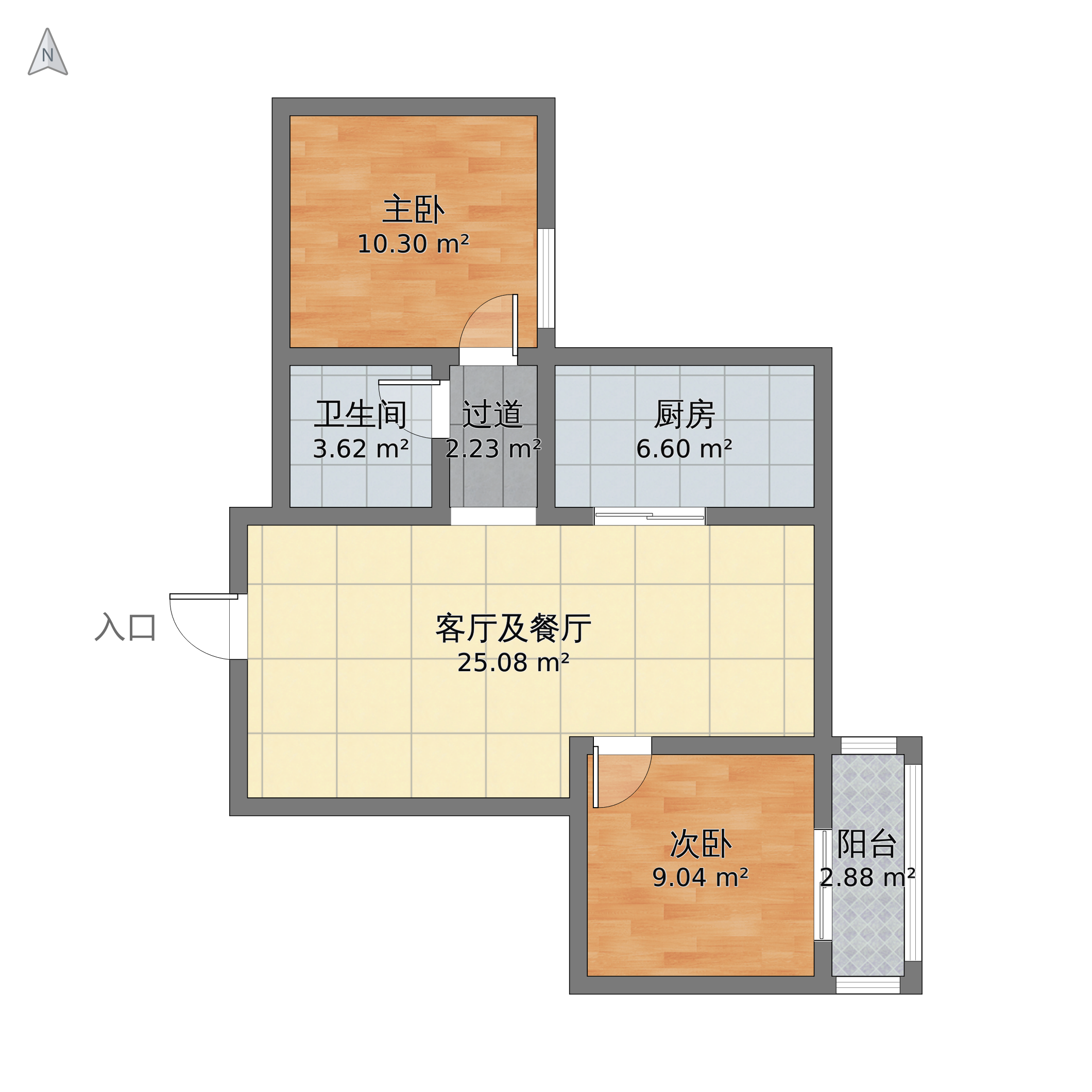 陕西省咸阳市渭城区 裕塬城市风景2室2厅1卫 79m05-v2户型图 小区