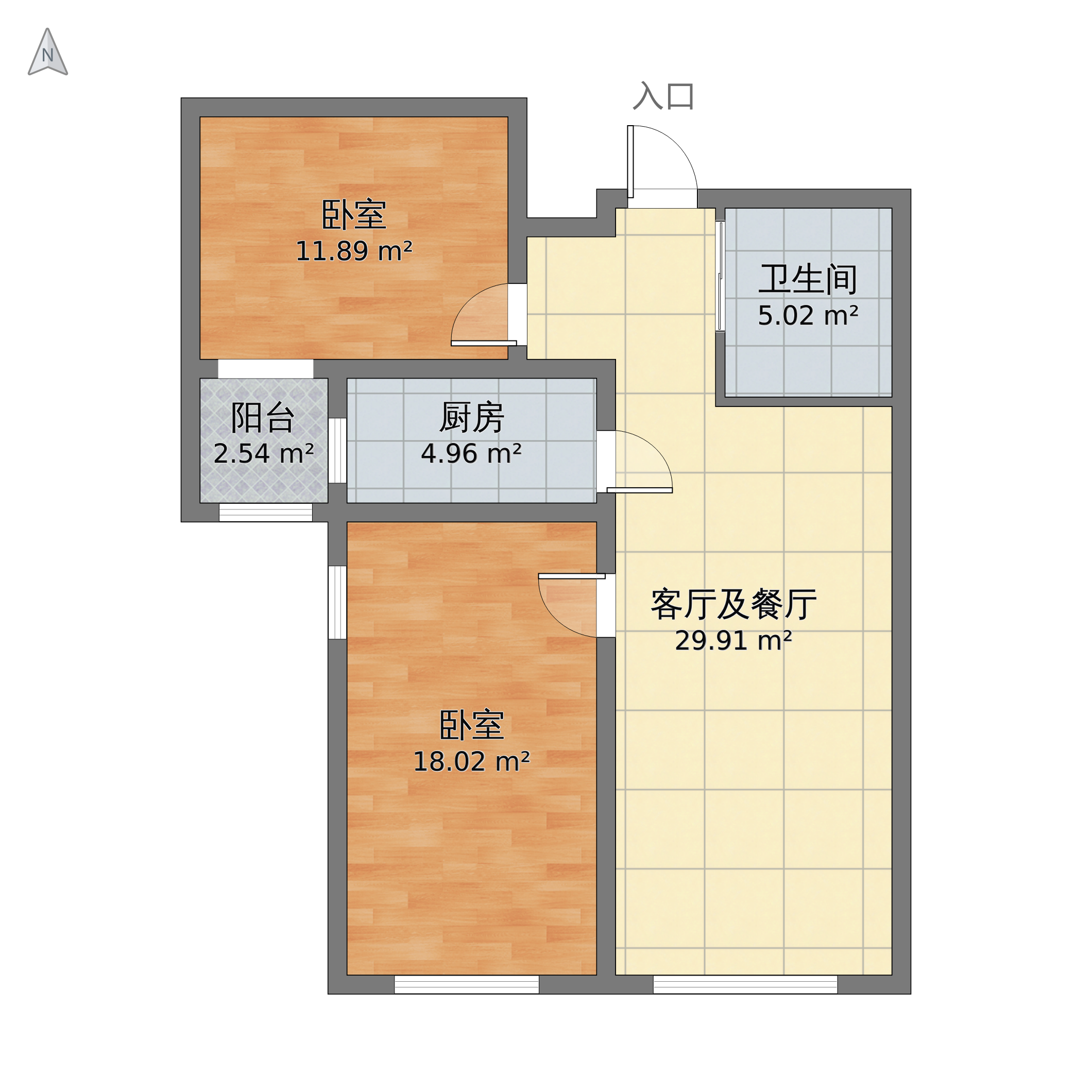 黑龍江省哈爾濱市香坊區善上居小區二期 2室1廳1廚1衛103㎡-v2戶型圖