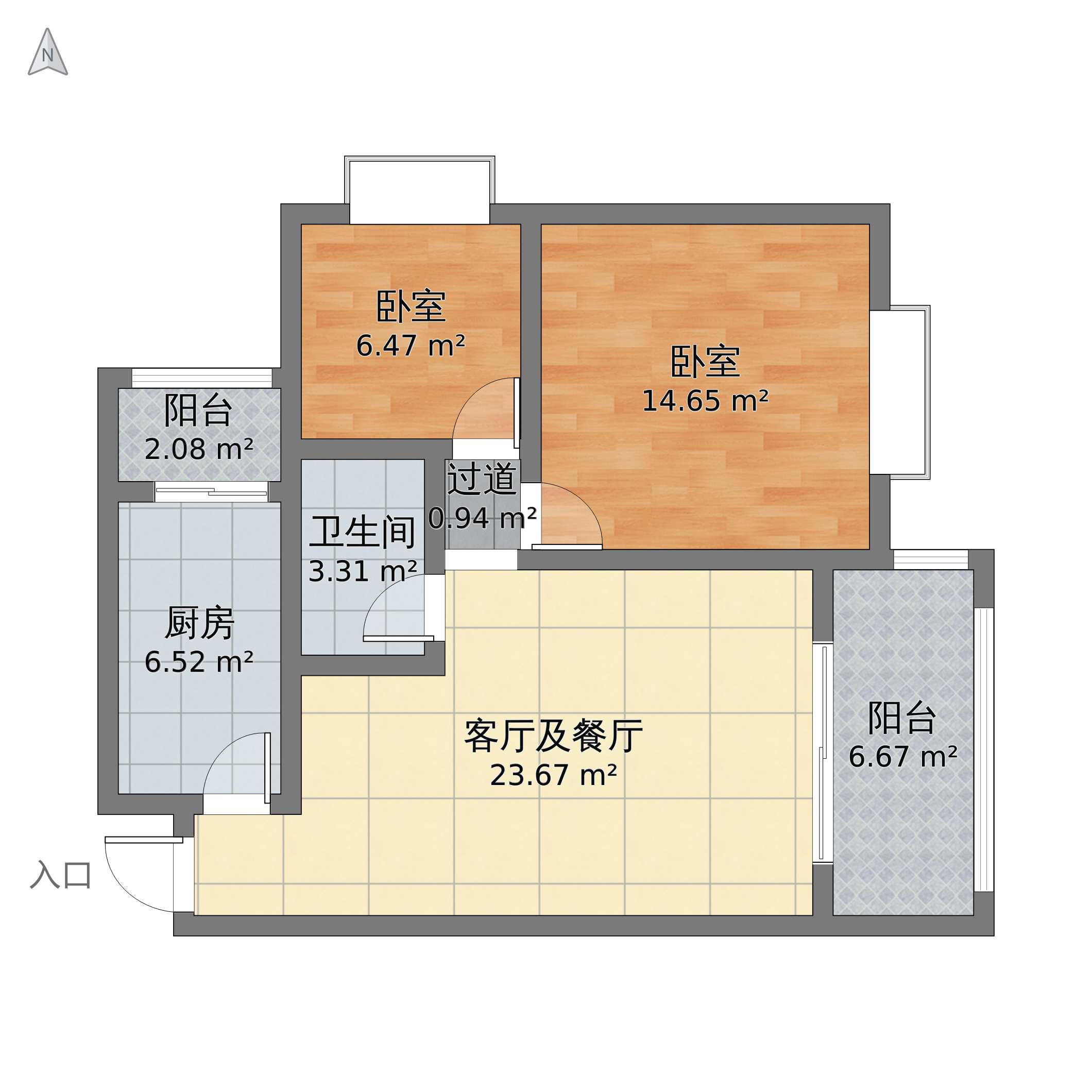 四川省泸州市泸县区 天立翡翠城2室2厅1卫 85m05-v2户型图 小区