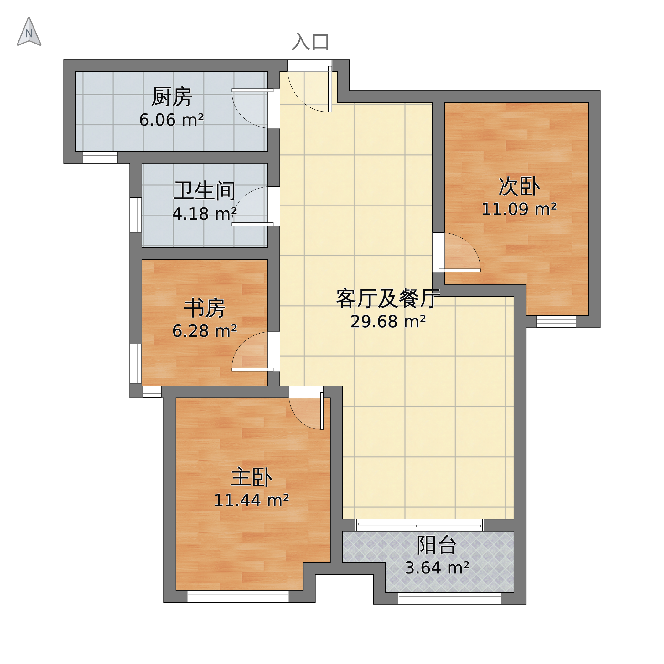 凤凰水城3室2厅1卫 91m