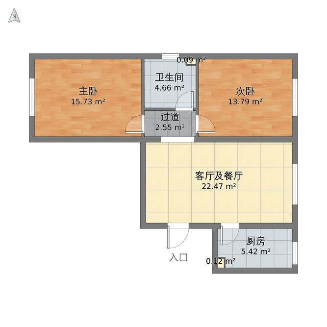 北欧风格两室两厅装修设计图