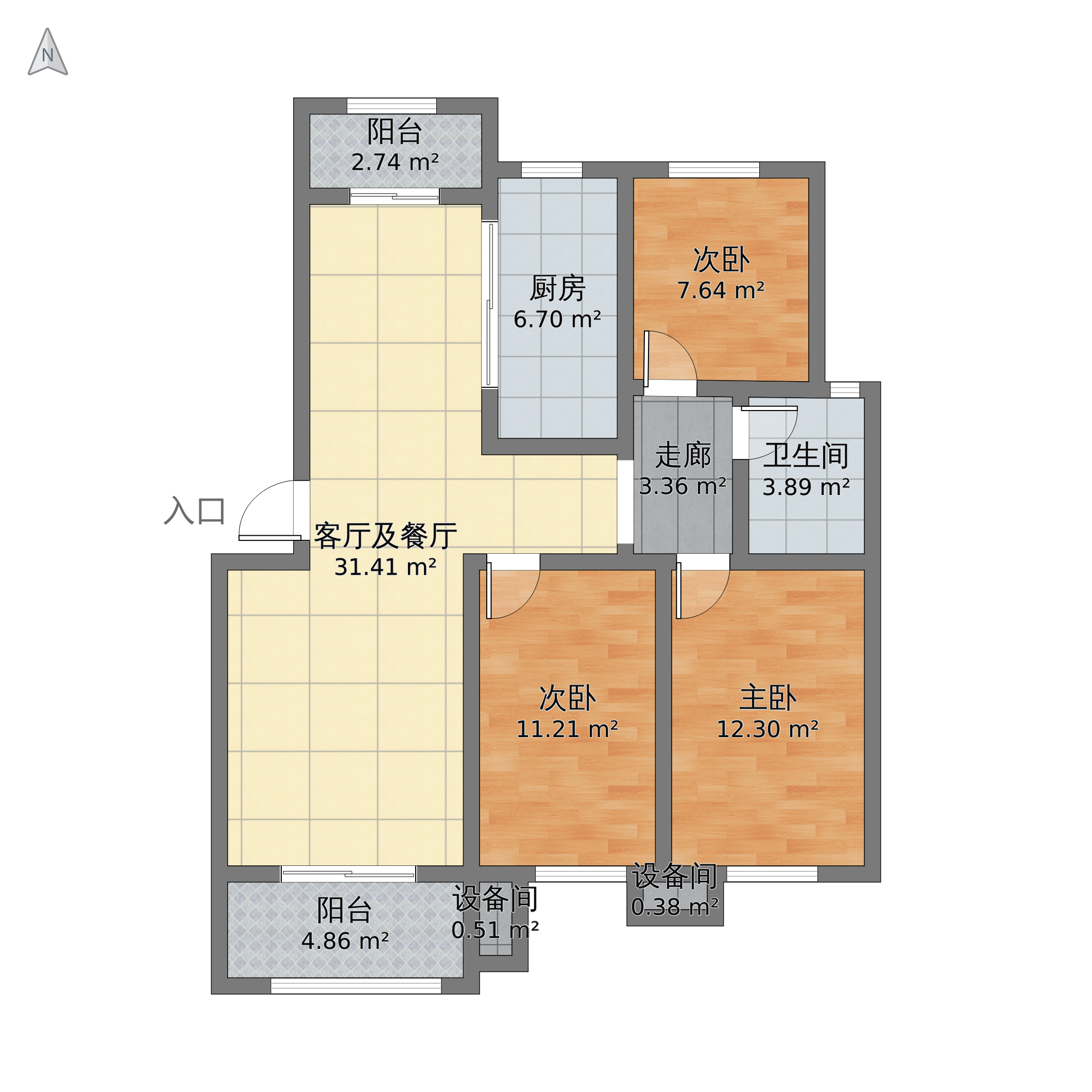 市濰城區 高密市鳳城麗景3室2廳1衛 114m05-v2戶型圖 - 小區戶型圖