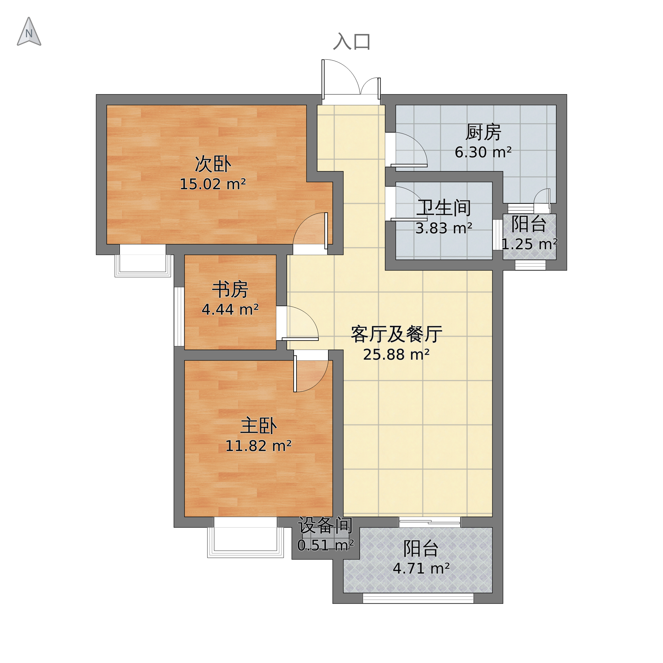 河南省洛阳市瀍河区 君河湾2室2厅1卫 109m05-v2户型图 小区户型