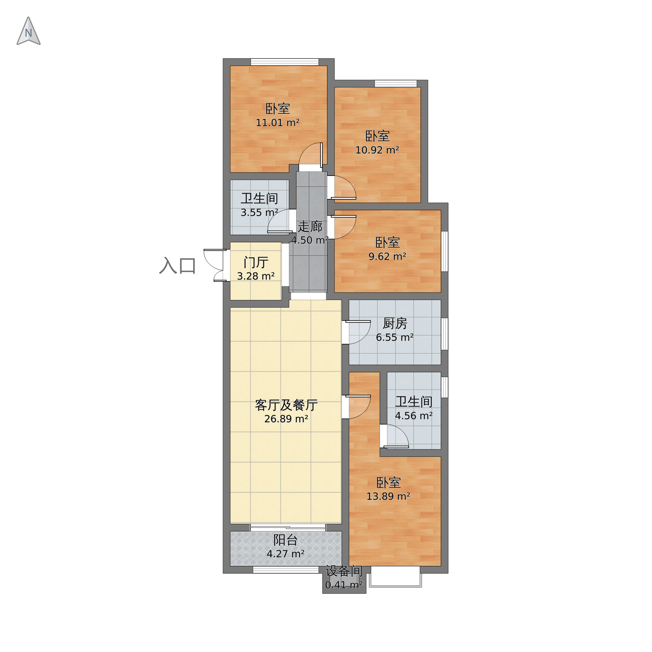 山西省太原市杏花岭区 富力华庭小区4室2厅2卫 144m05-v2户型图