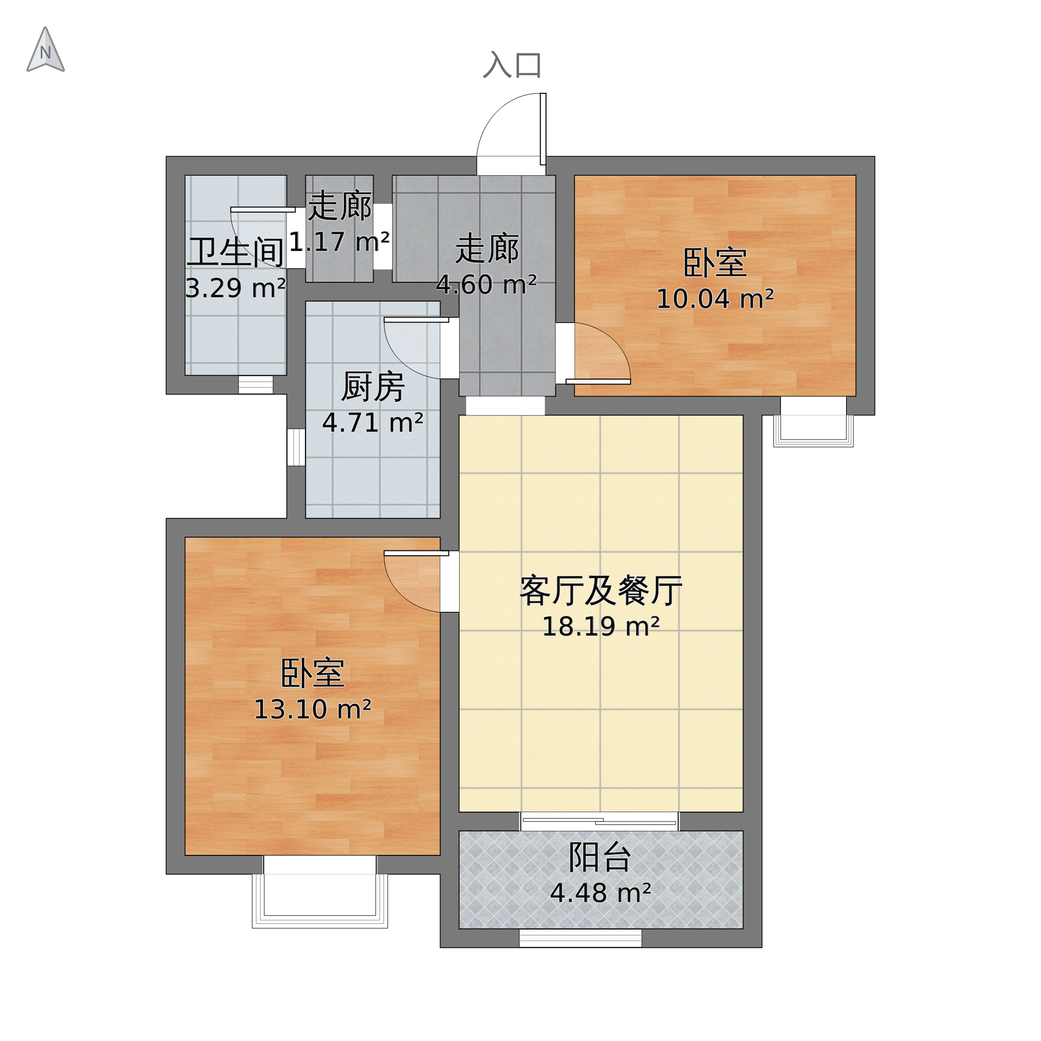 河南省郑州市管城区 橡树玫瑰城2室1厅1卫 82m05