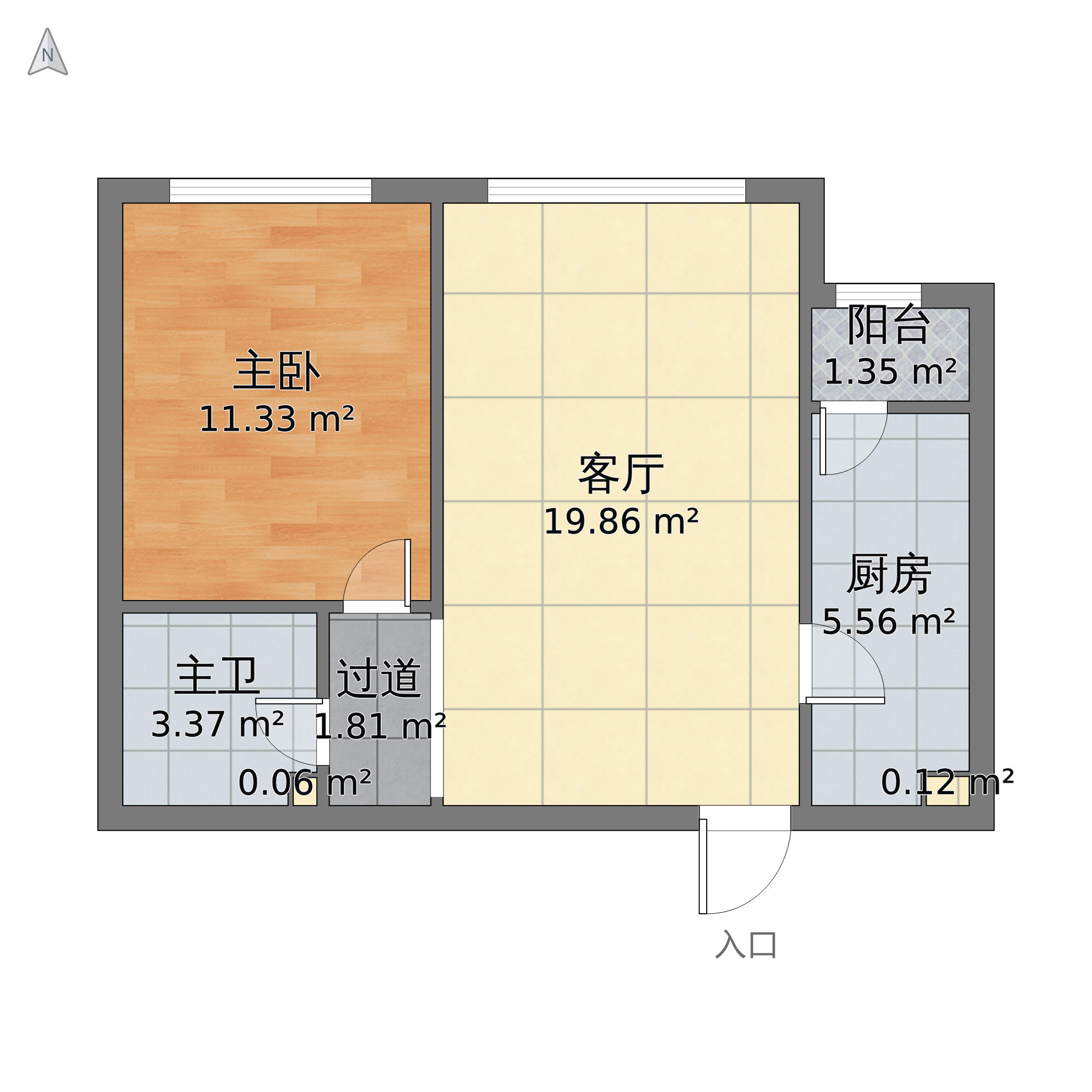 一房一厅简单平面图图片