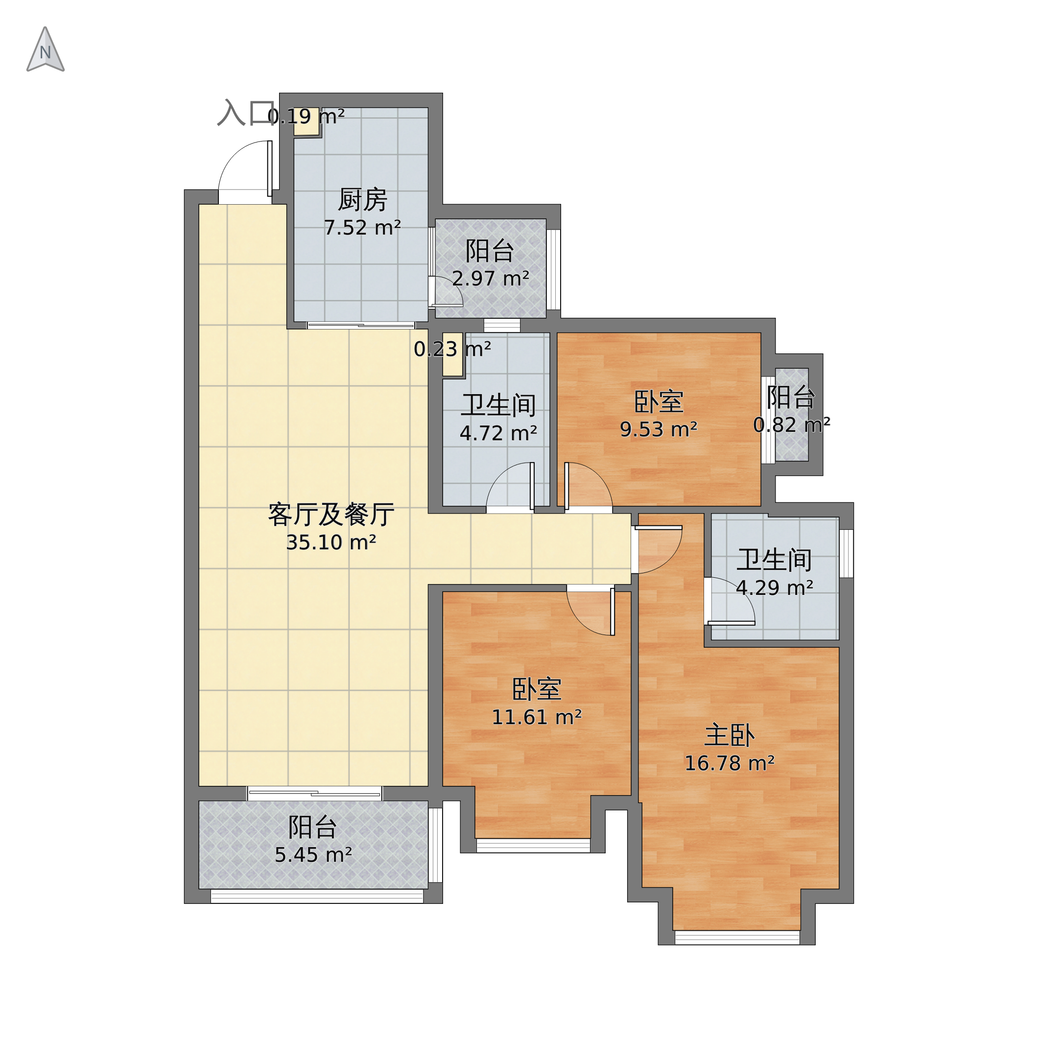 重庆市九龙坡区恒大香山华府三室两厅两卫110平方米