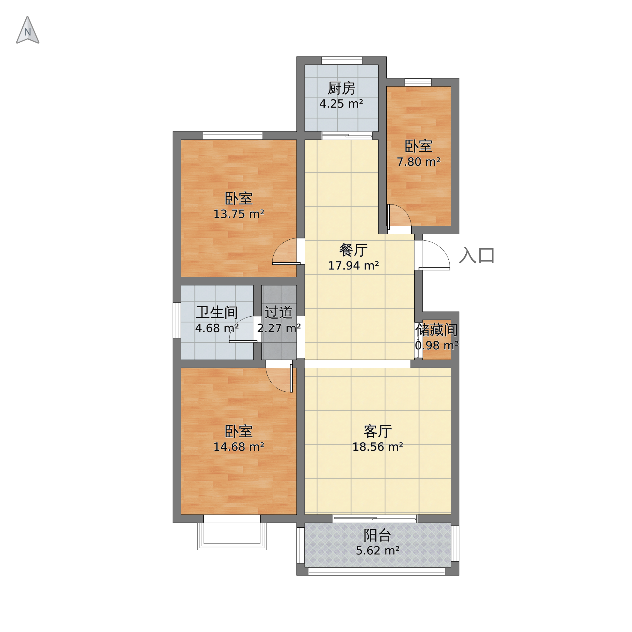 山西省长治市郊区 南都新城3室2厅1卫 117m05-v2户型图 小区户型