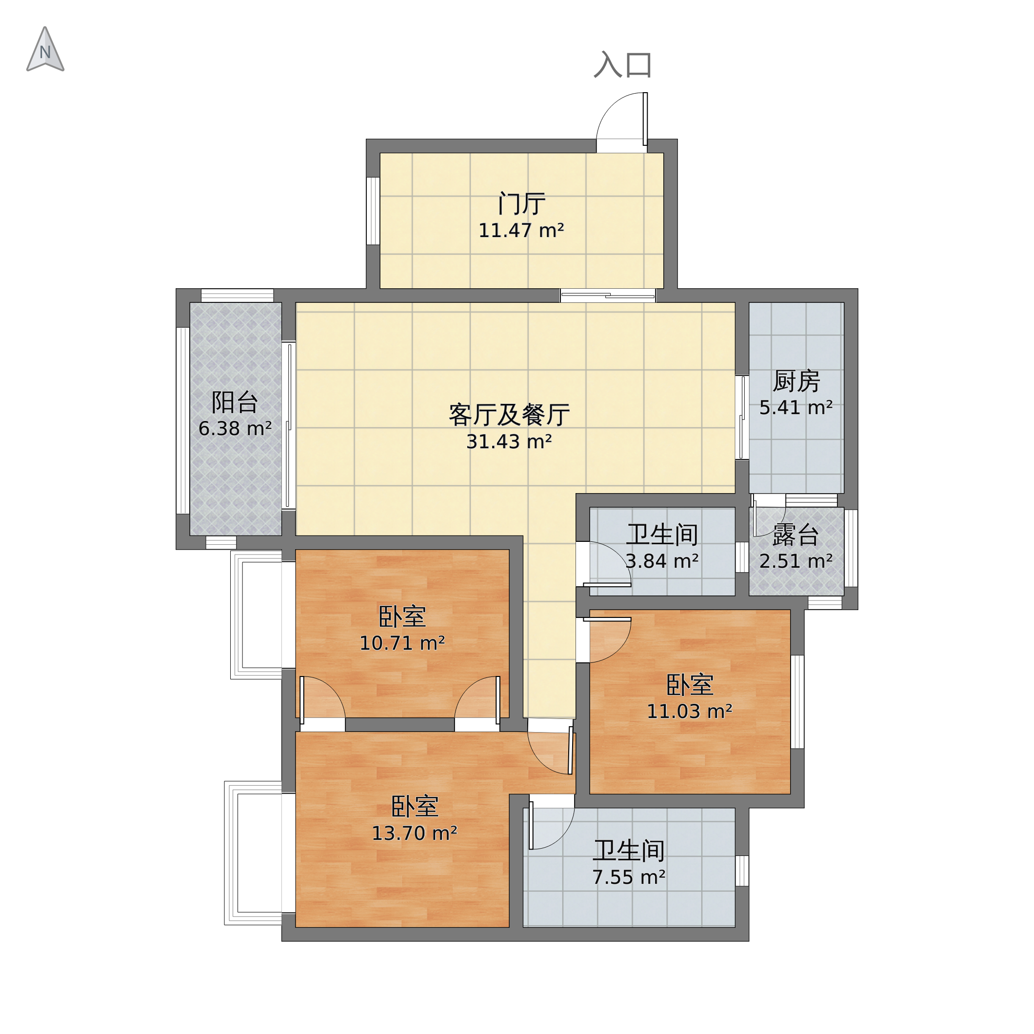 四川省泸州市江阳区 天立观澜国际3室2厅2卫 138m05-v2户型图