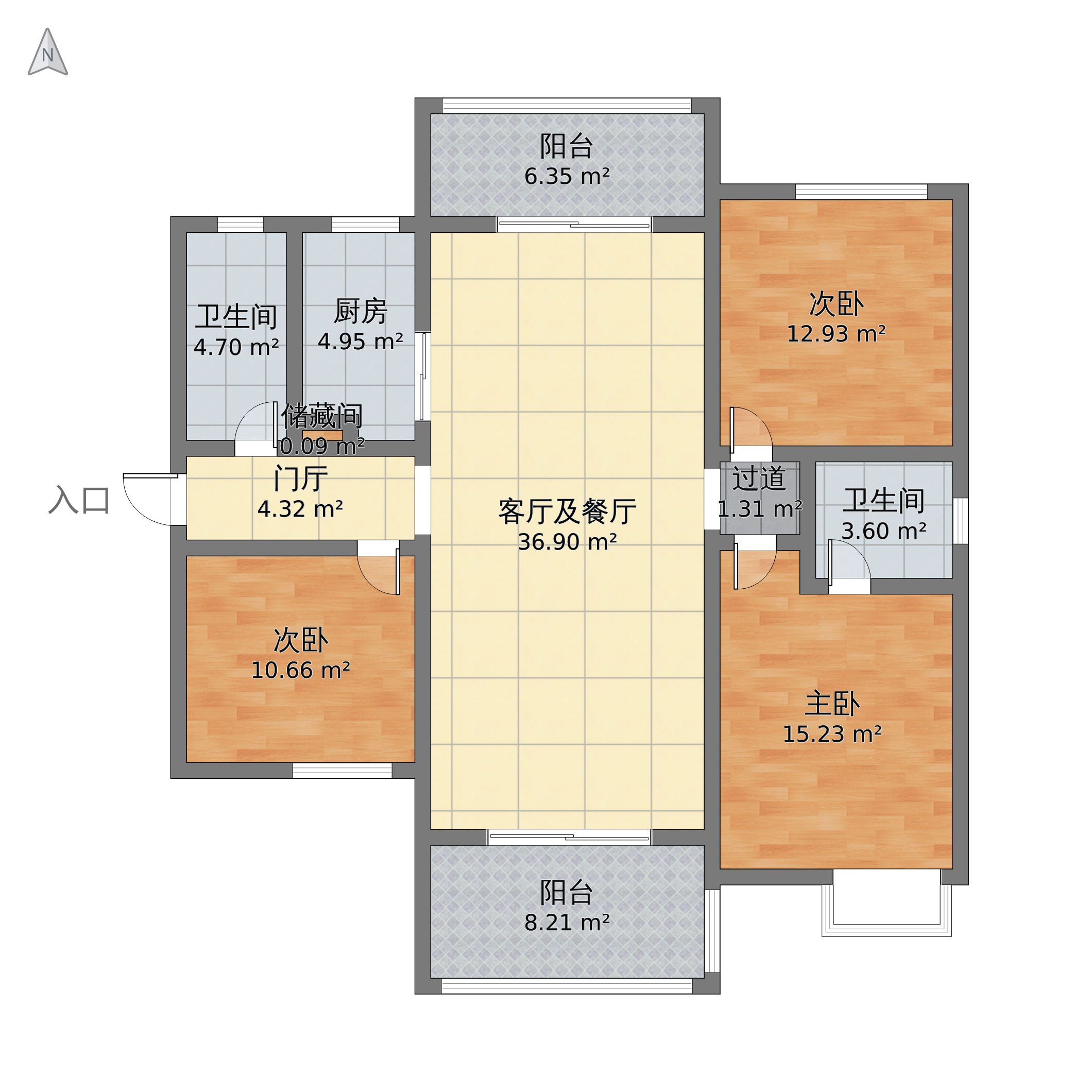 湖北省黃石市下陸區 嘉泰銀河灣3室1廳2衛 144m05-v2戶型圖 - 小區