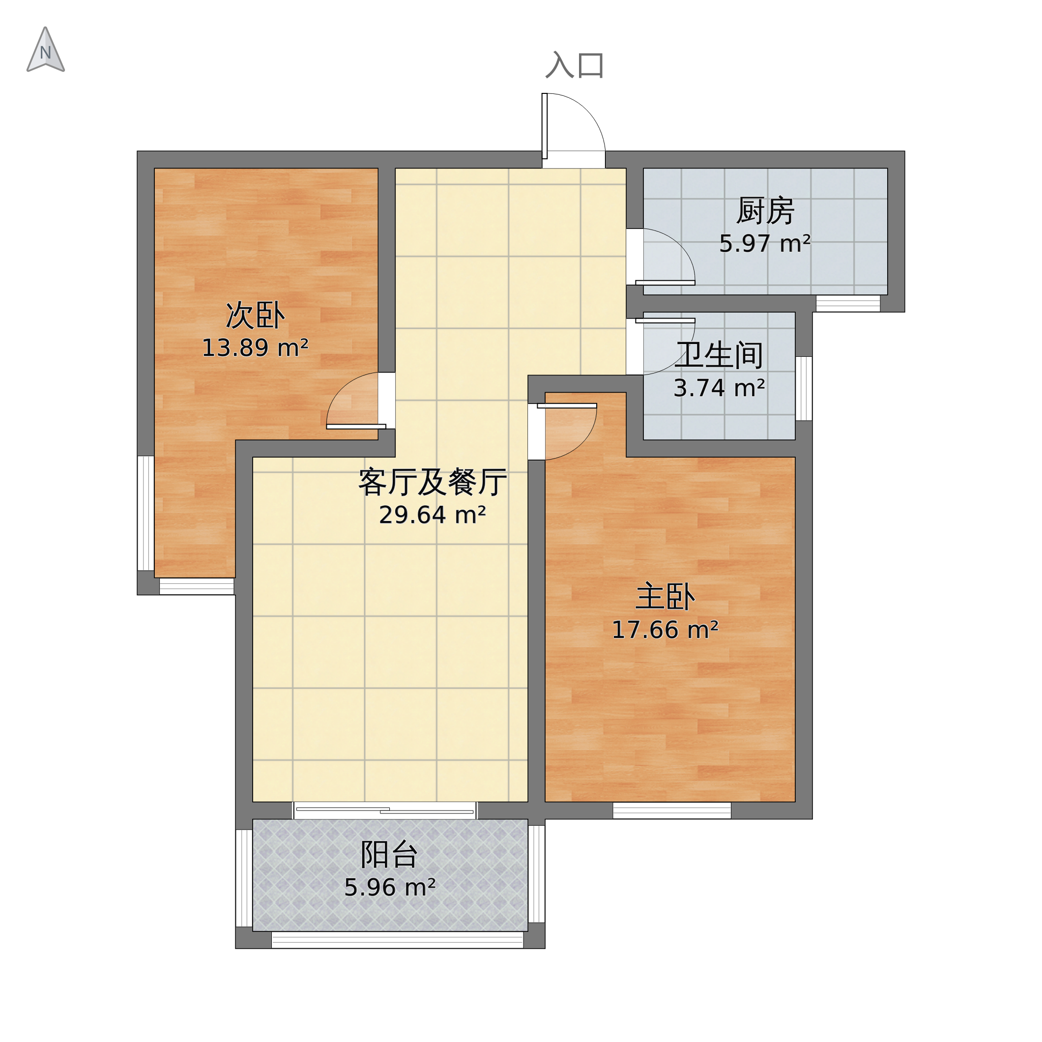 江苏省宿迁市宿城区 维多利亚花园2室2厅1卫 94m05-v2户型图 小区