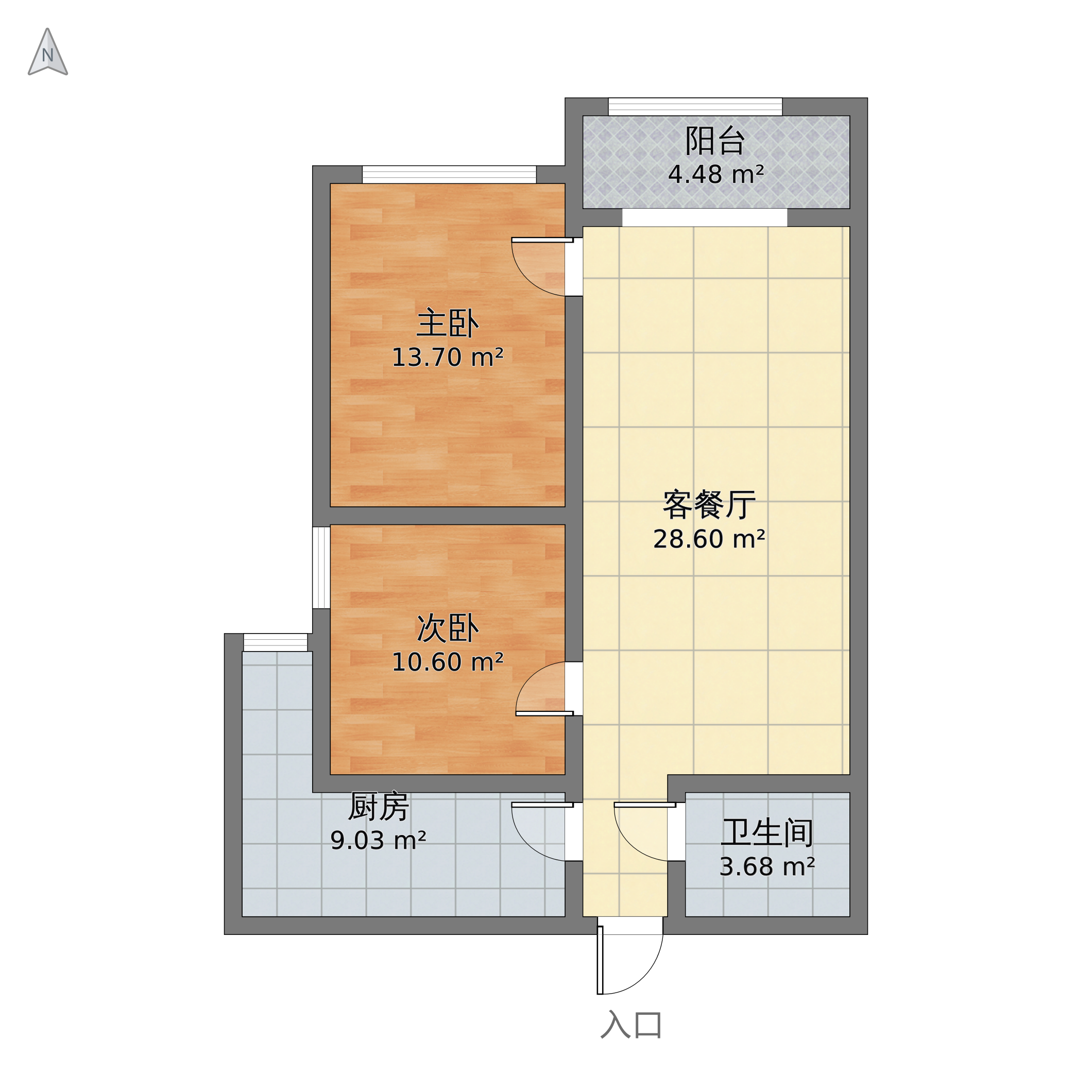 两室一厅标准户型图图片