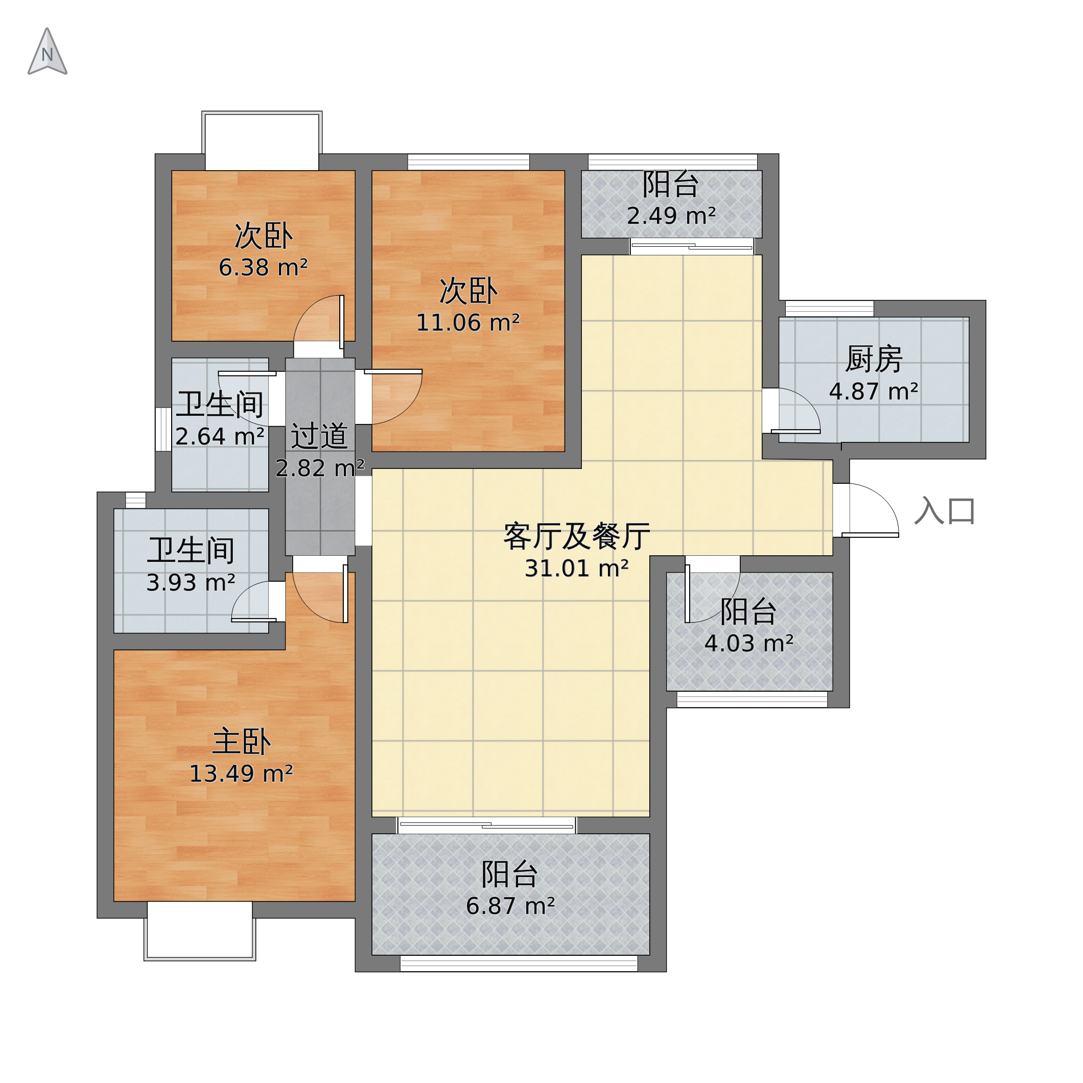 京城雅苑两居室户型图图片
