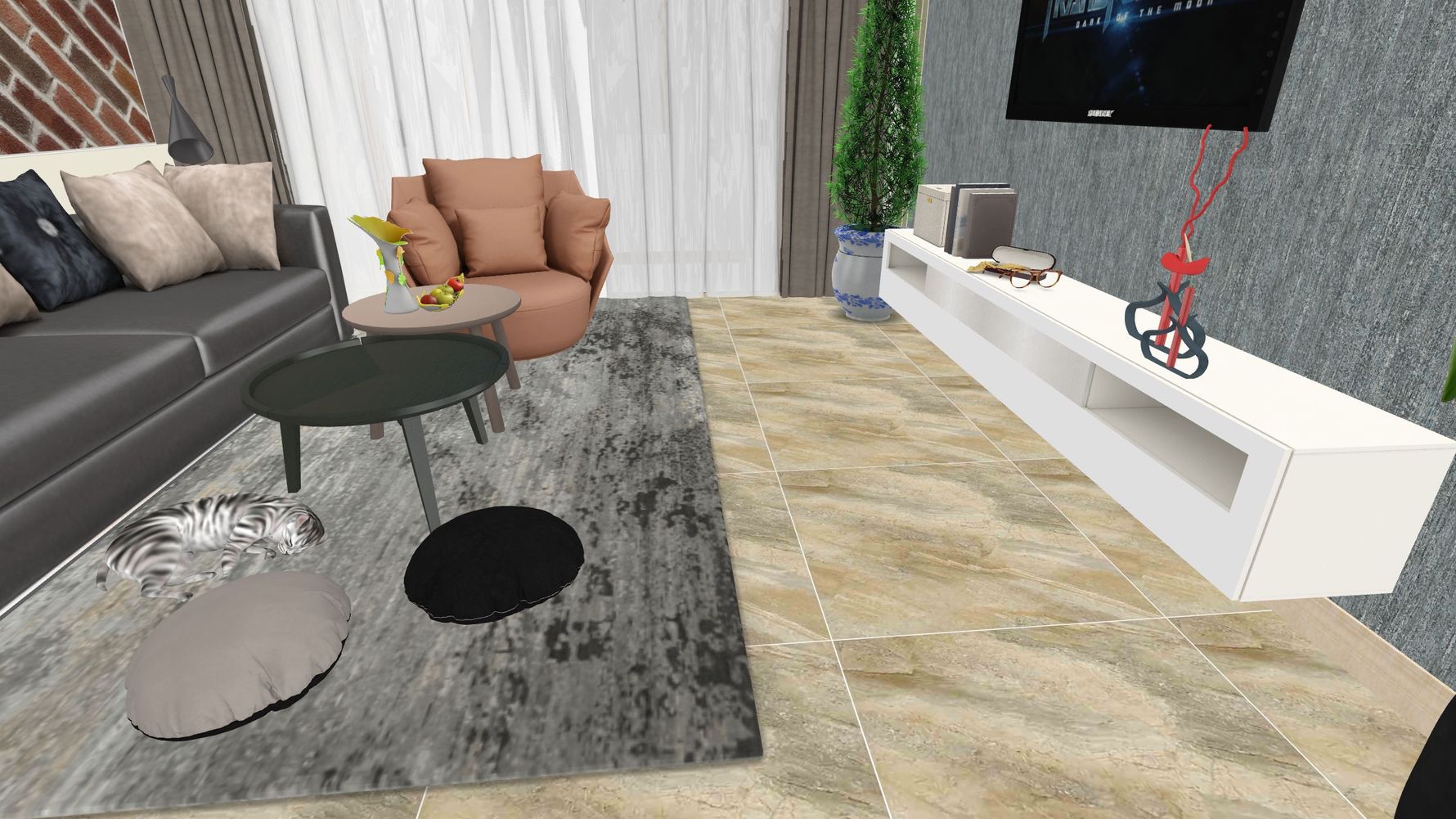 其它风格三室两厅装修设计效果图